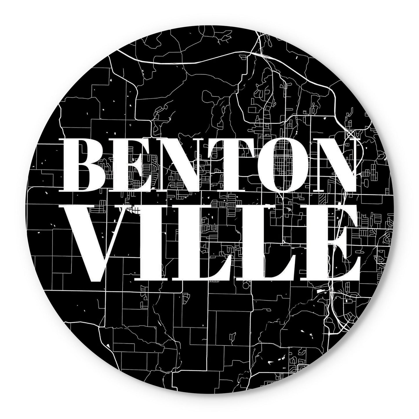 Minimalist B&W Arkansas Bentonville Map | Wood Sign | Eaches | Min 1