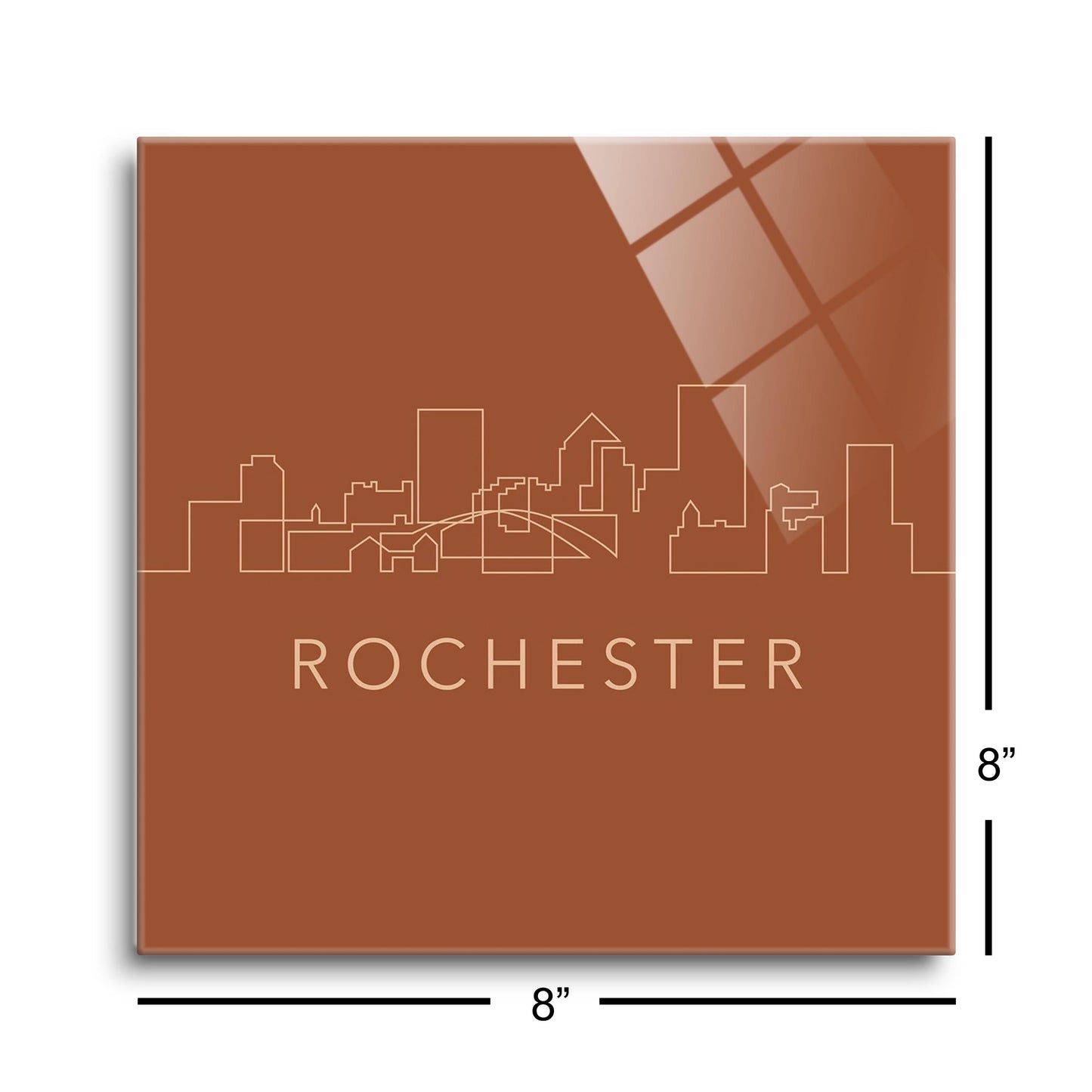 Modern Minimalist New York Rochester Skyline | Hi-Def Glass Art | Eaches | Min 2