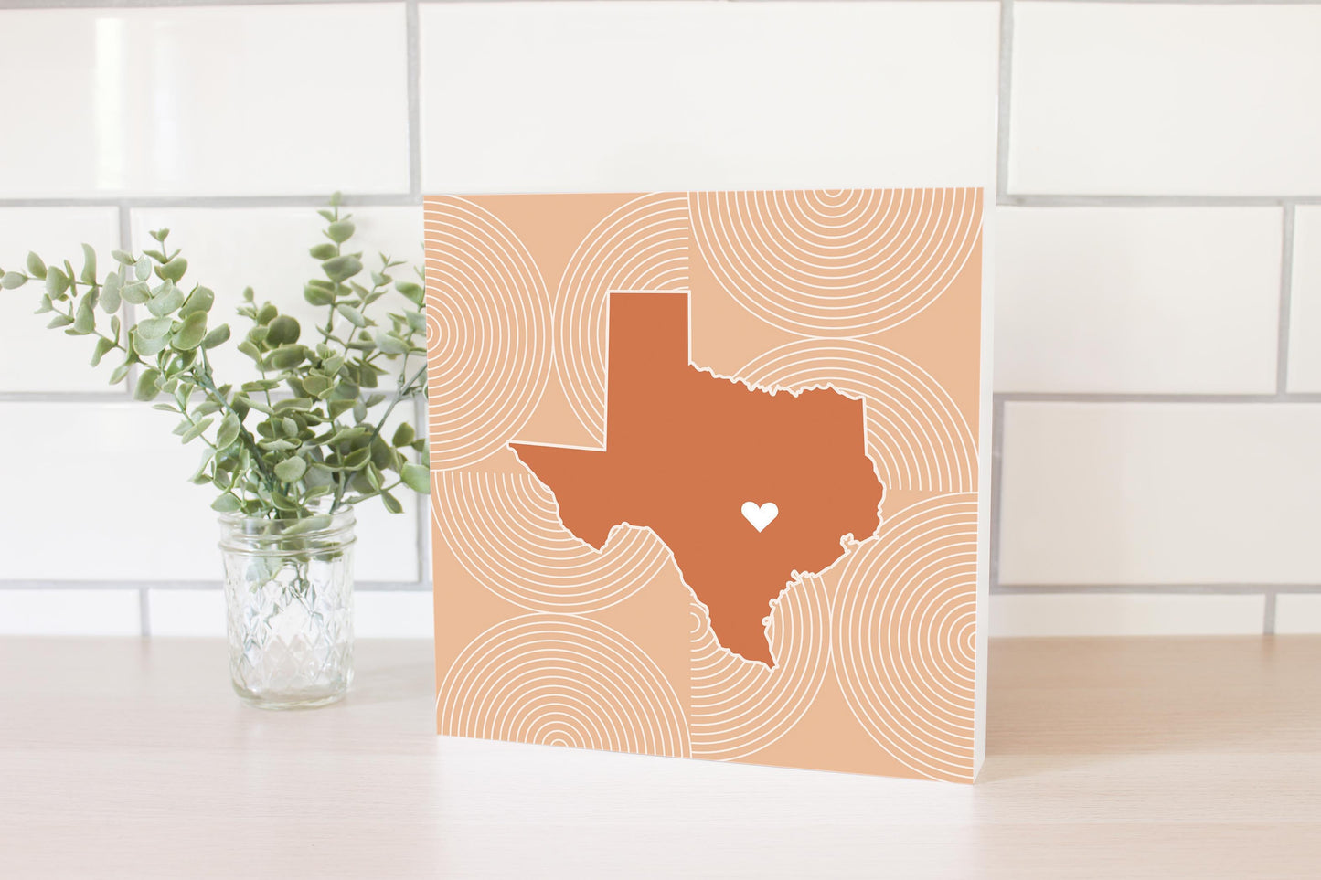 Modern Minimalist Texas Austin Heart | Wood Block | Eaches | Min 2