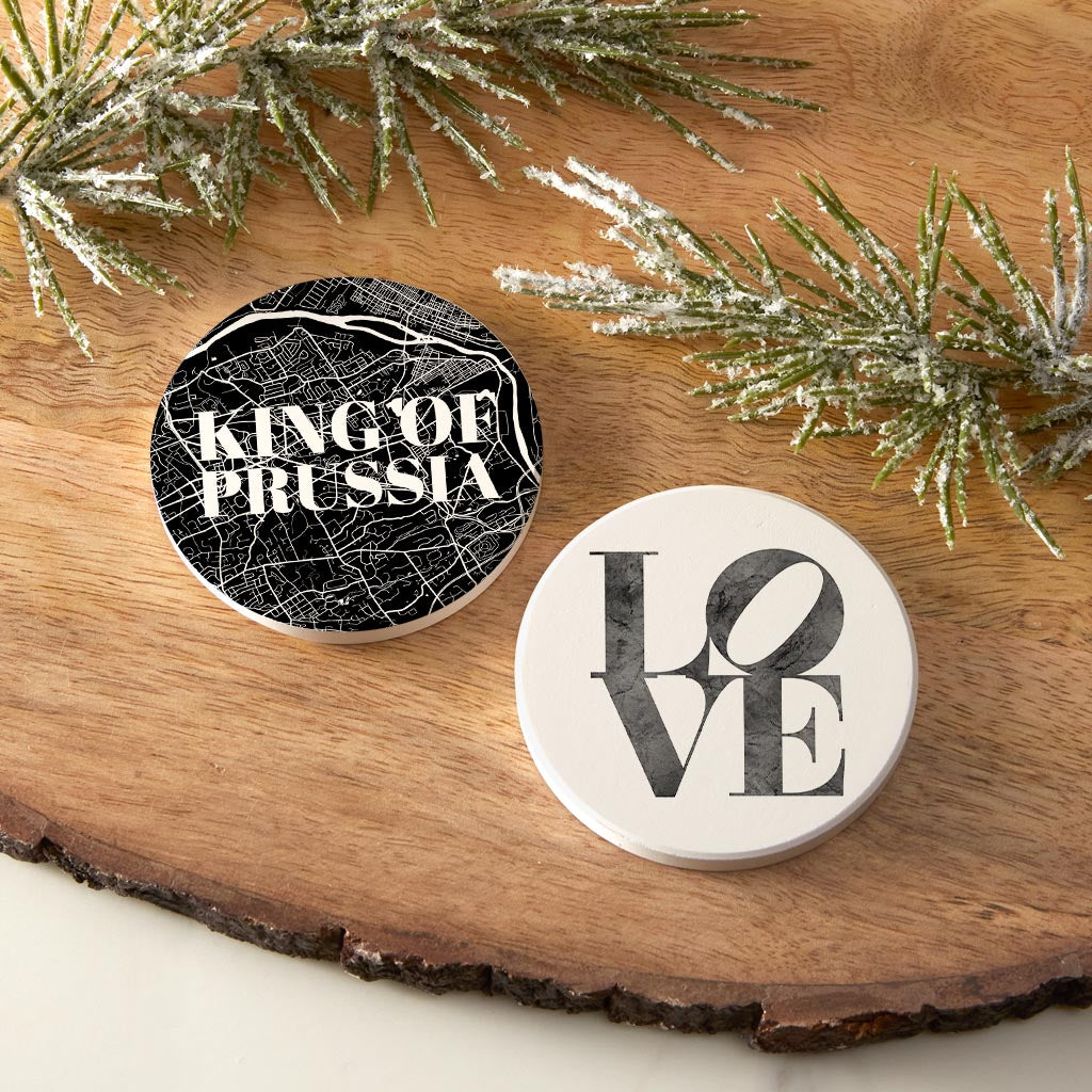 Minimalistic B&W Pennsylvania King Of Prussia Map Love| Absorbent Car Coasters | Set of 2 | Min 4