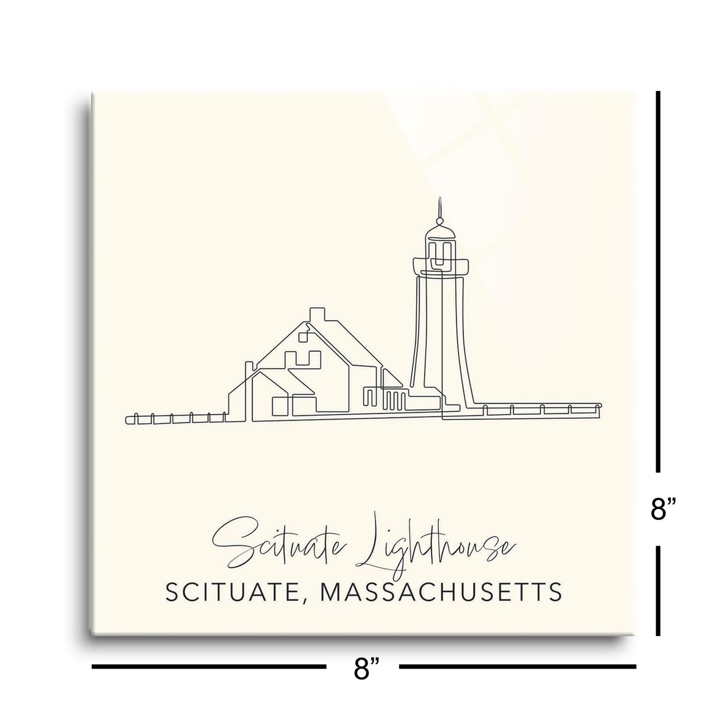 Cream Scituate Lighthouse | Hi-Def Glass Art | Eaches | Min 2