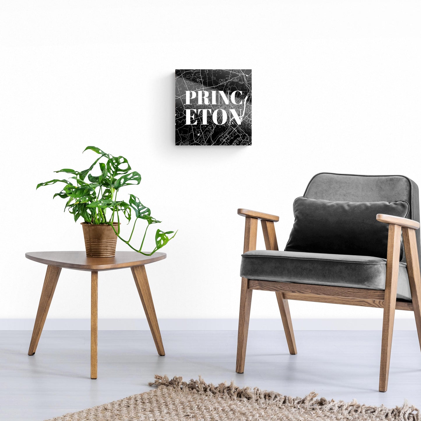 Minimalistic B&W New Jersey Princeton Map | Hi-Def Glass Art | Eaches | Min 1