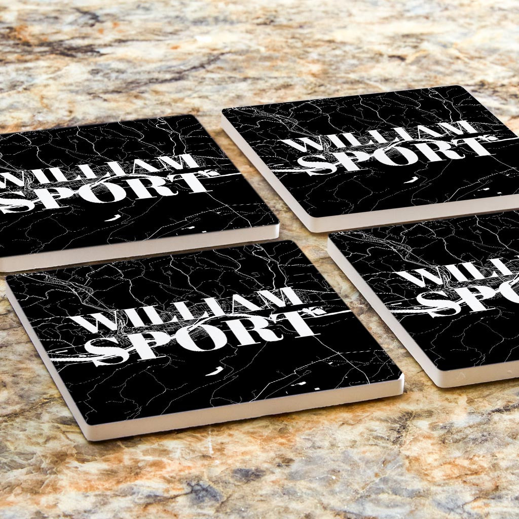 Minimalistic B&W Pennsylvania Williamsport Map | Absorbent Coasters | Set of 4 | Min 2