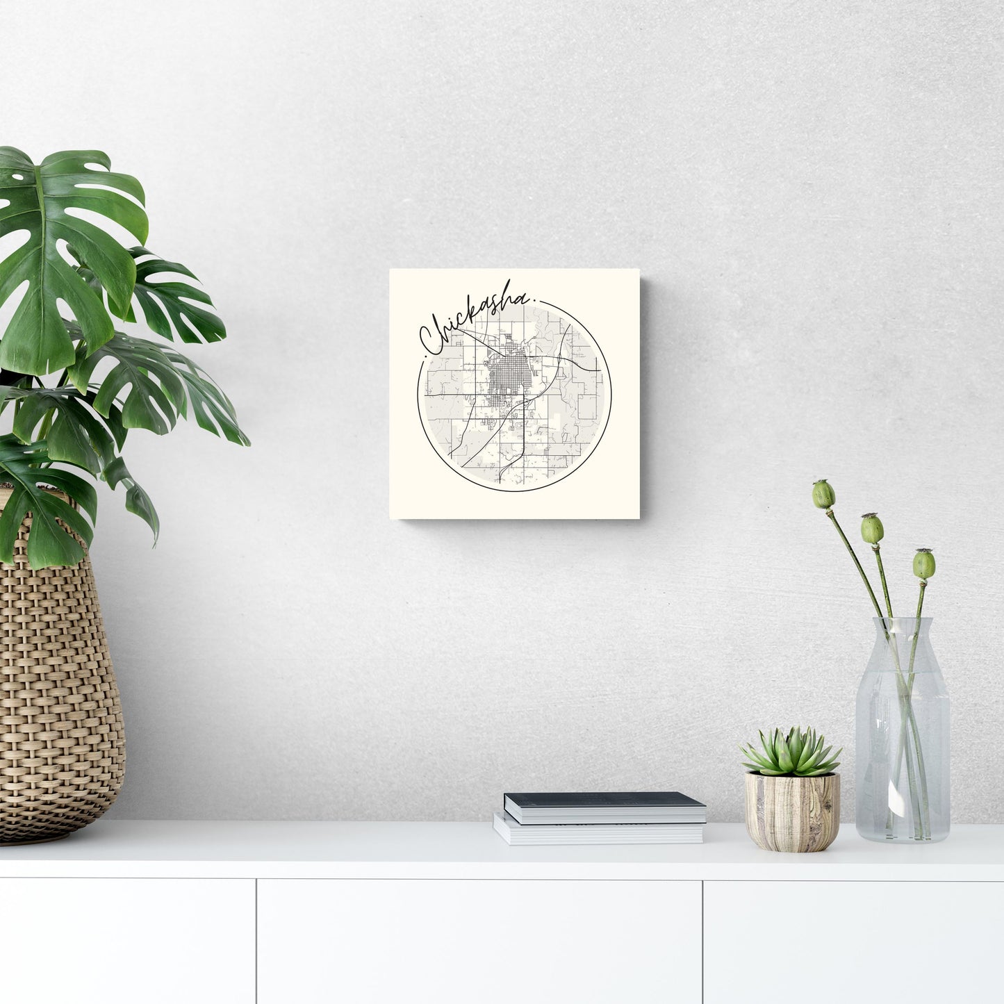 Modern Minimalist Oklahoma Chickasha Map | Wood Sign | Eaches | Min 2