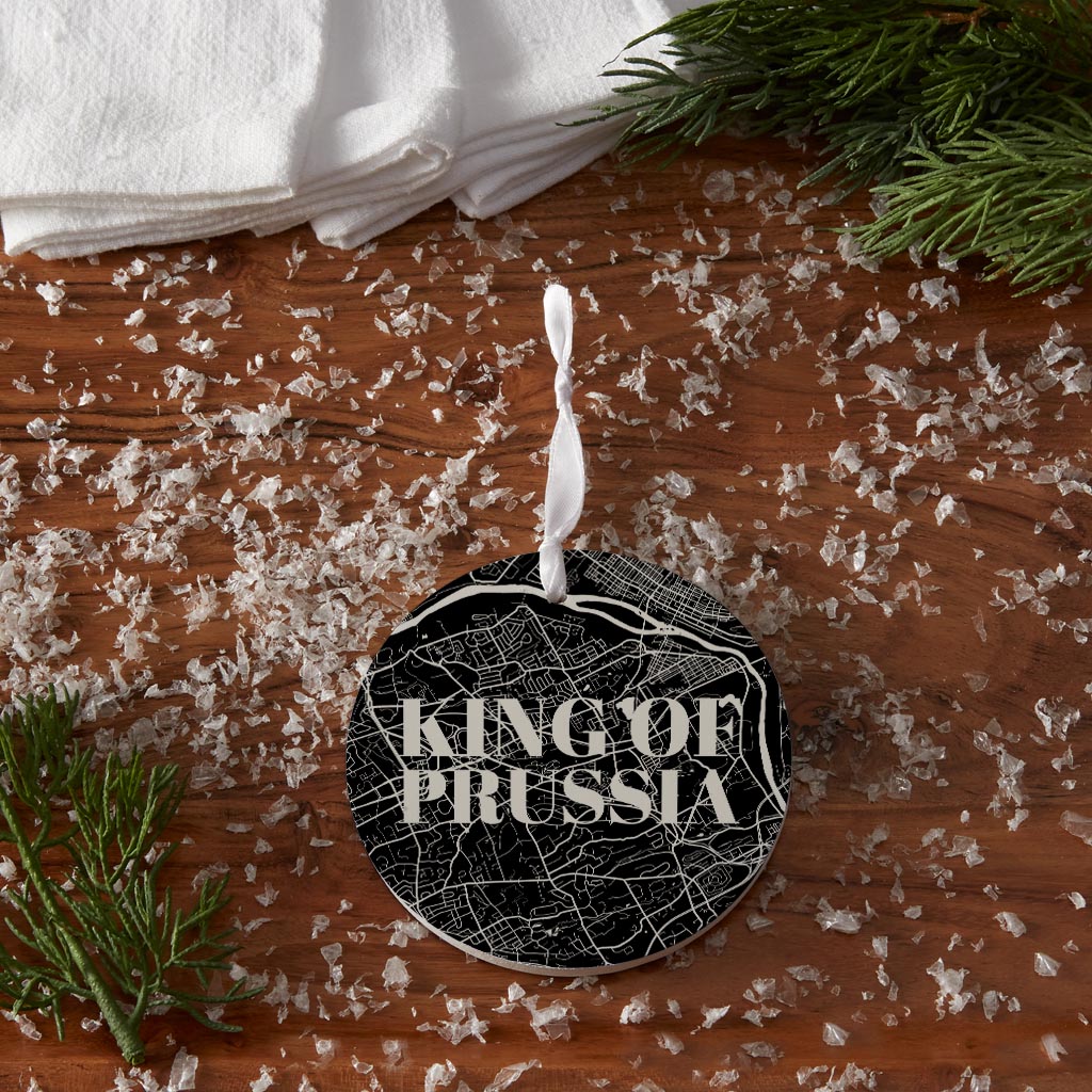 Minimalistic B&W Pennsylvania King Of Prussia Map | Wood Ornament | Eaches | Min 6