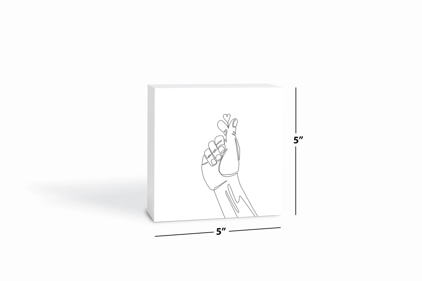 Tiny Heart Hand Sign Line Drawing| Wood Block | Eaches | Min 4