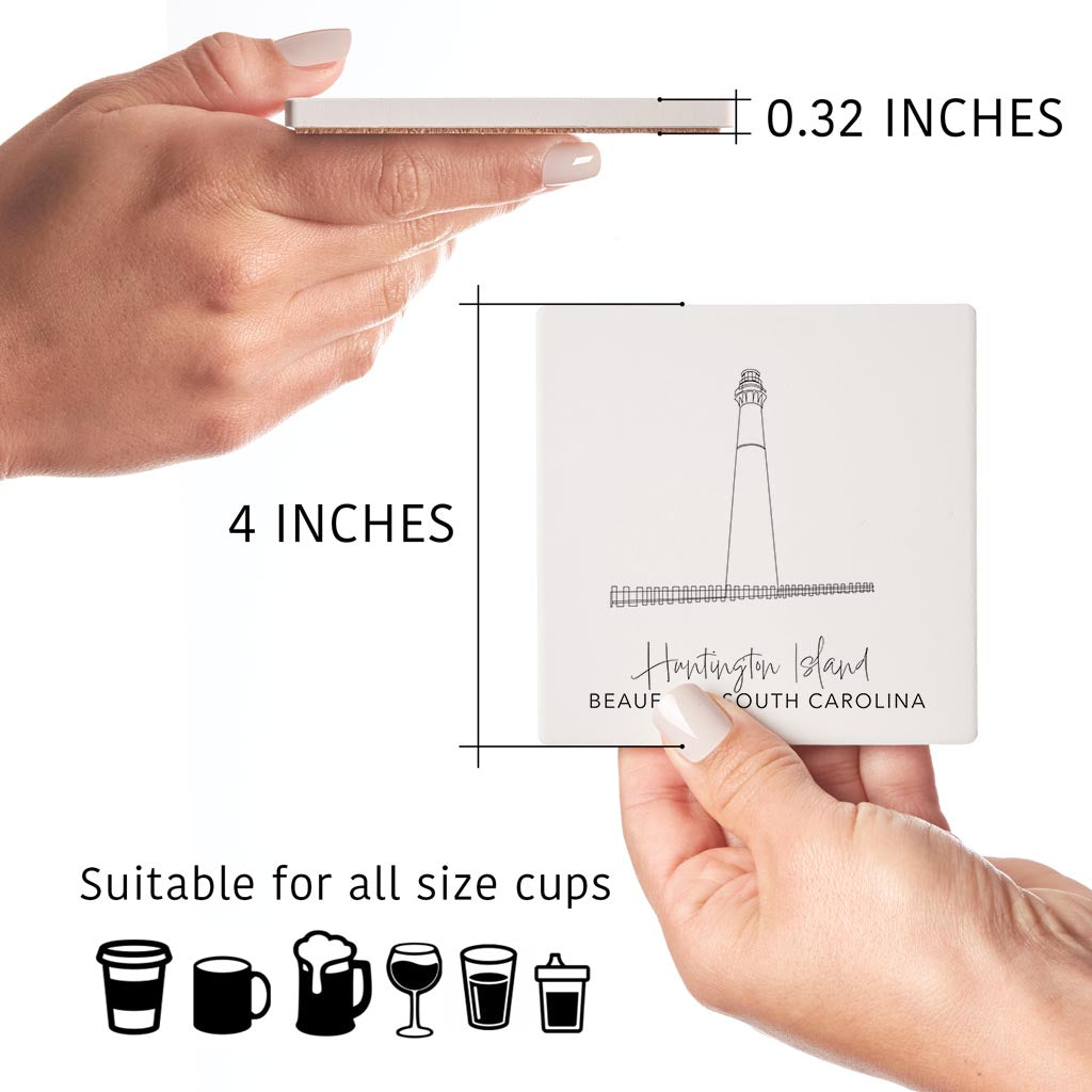 Huntington Island Lighthouse | Absorbent Coasters | Set of 4 | Min 2