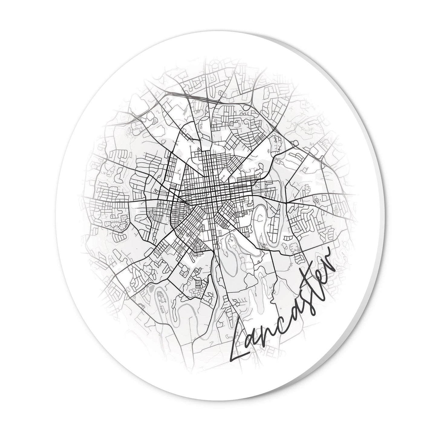 Minimalistic B&W Pennsylvania Lancaster Circle Map | Wood Sign | Eaches | Min 1