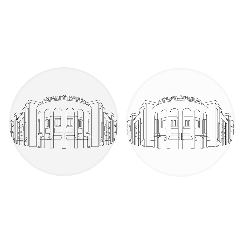 Minimalist B&W Missouri Busch Stadium Line Drawing | Absorbent Car Coasters | Set of 2 | Min 4