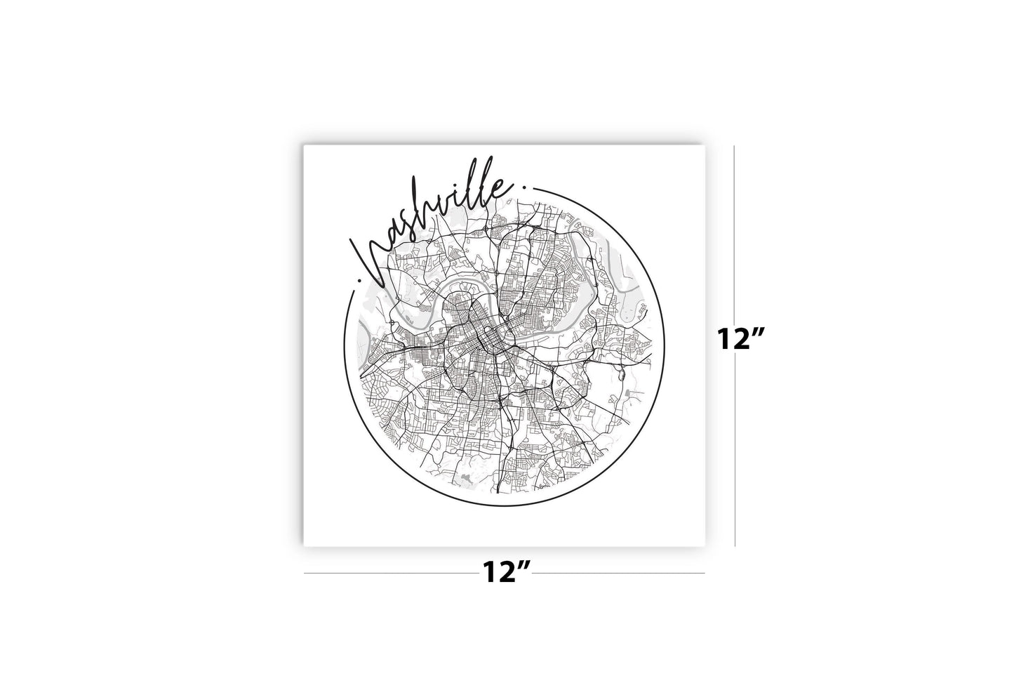 Minimalist B&W Tennessee Nashville Circle Map | Wood Sign | Eaches | Min 2
