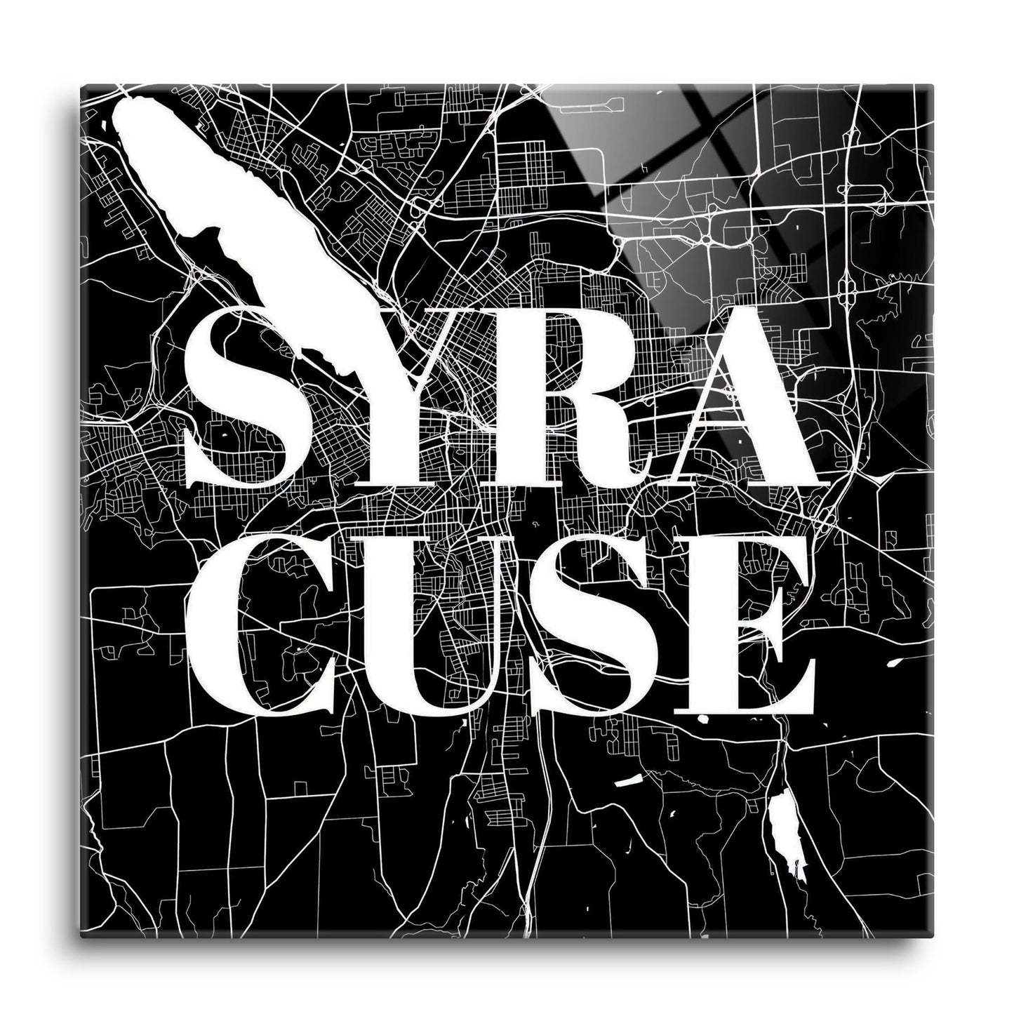 Minimalistic B&W New York Syracuse Map | Hi-Def Glass Art | Eaches | Min 1