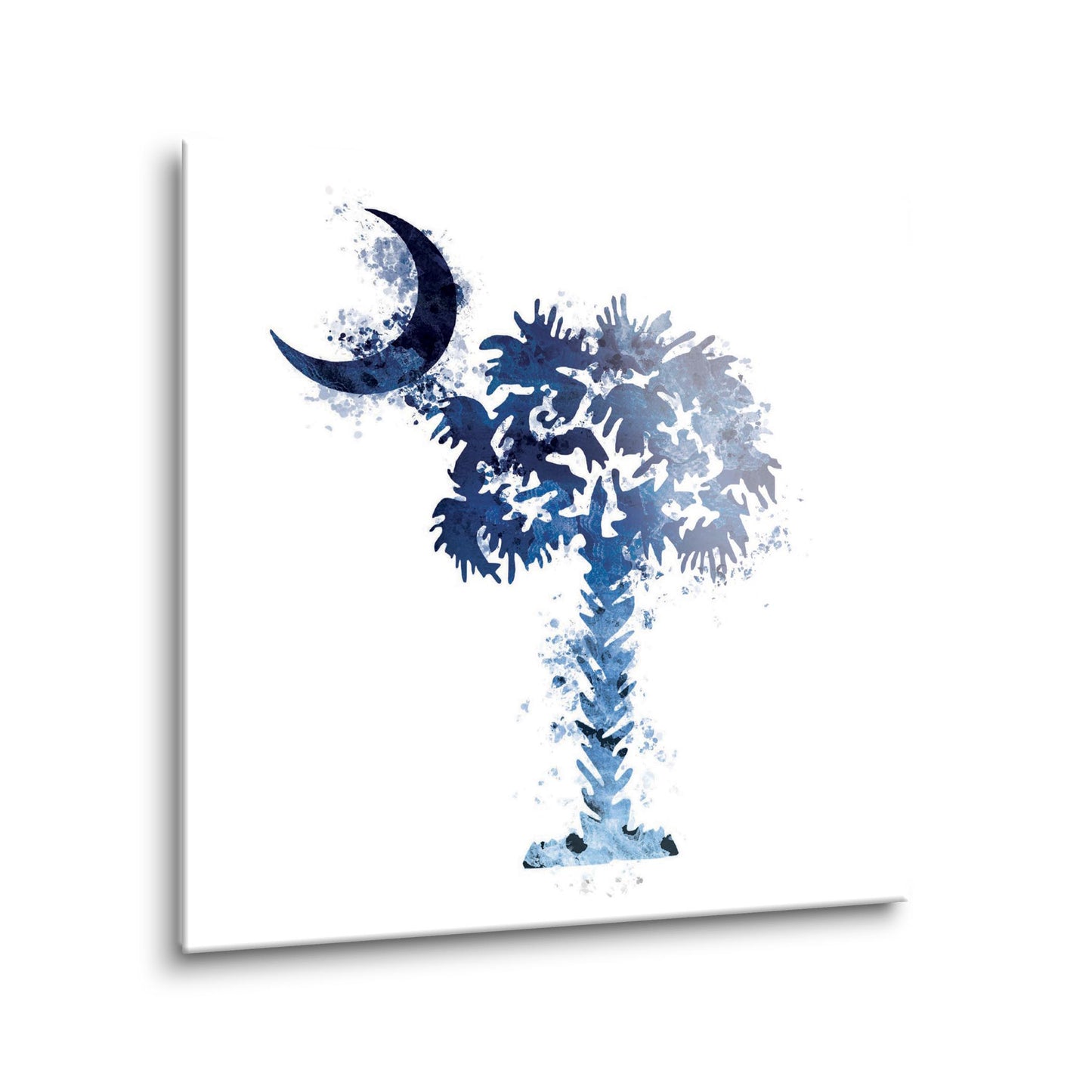 South Carolina Blue Water Color Palm Trees On White | Hi-Def Glass Art | Eaches | Min 1