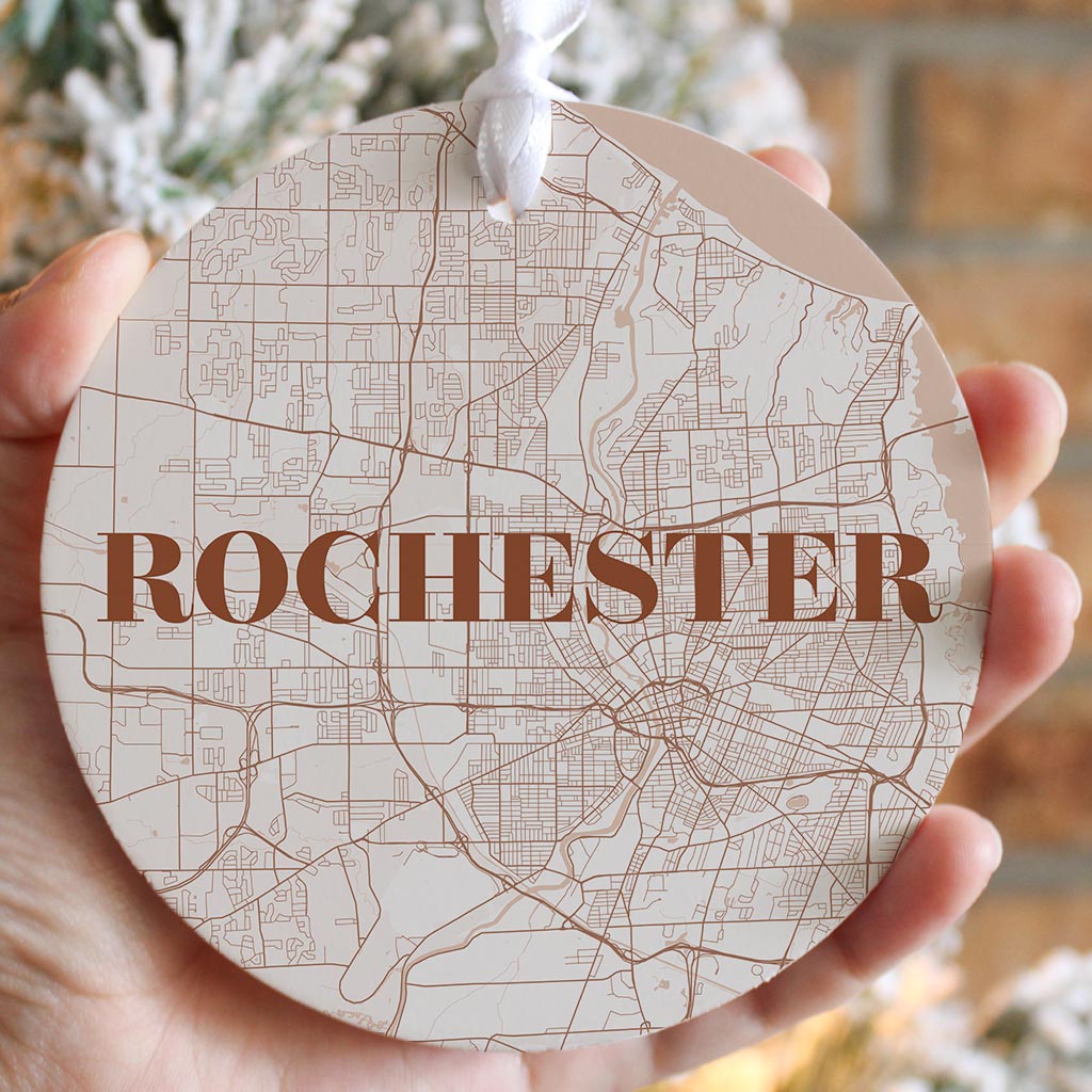 Modern Minimalist New York Rochester Map| Wood Ornament | Eaches | Min 6