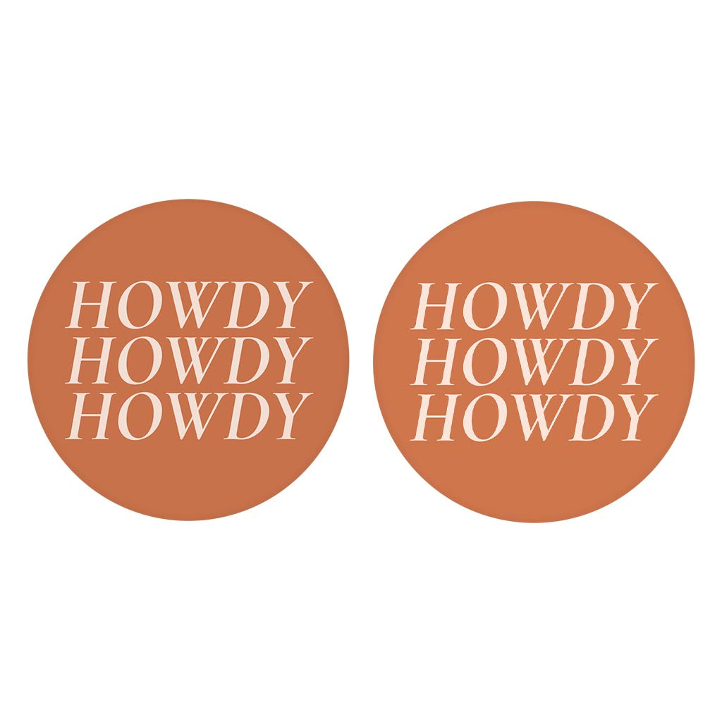 Modern Minimalist Texas Howdy | Absorbent Car Coasters | Set of 2 | Min 4