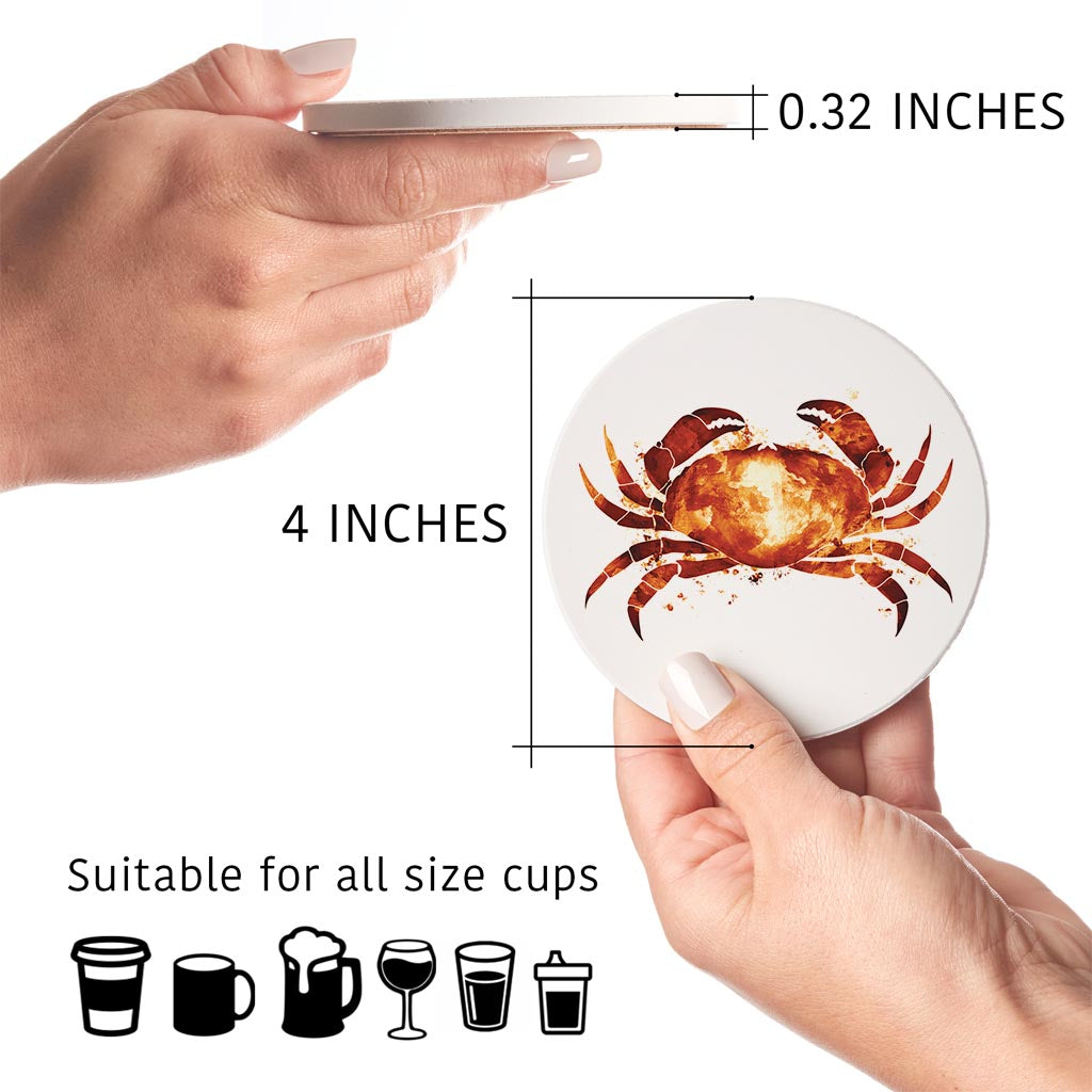 East Coast Water Color Crab| Absorbent Coasters | Set of 4 | Min 2