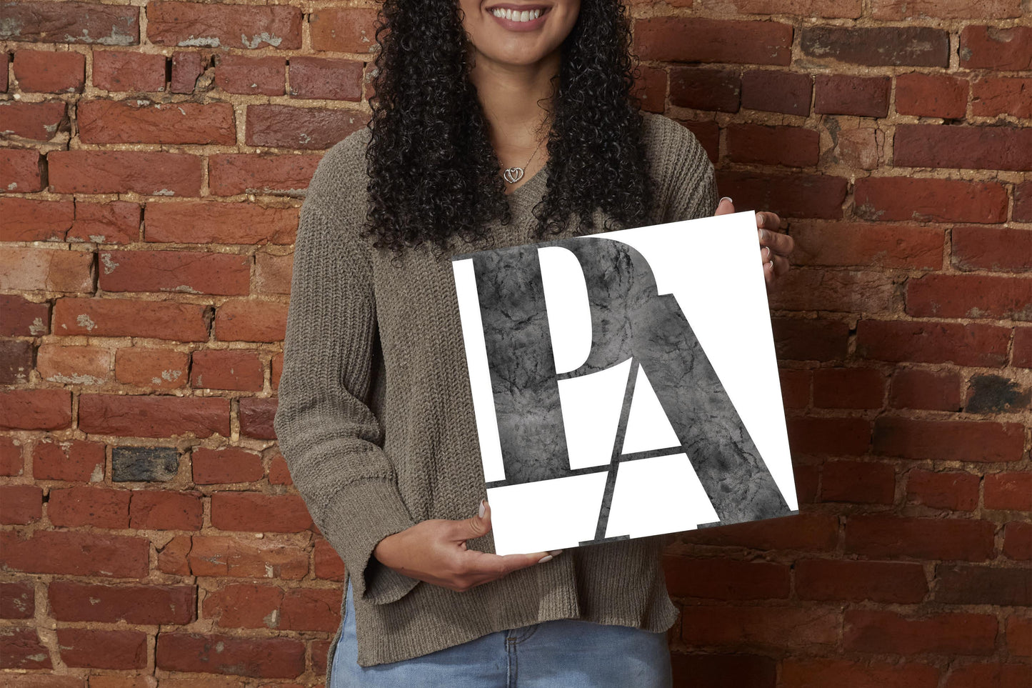 Minimalistic B&W Pennsylvania White Initials | Wood Sign | Eaches | Min 2