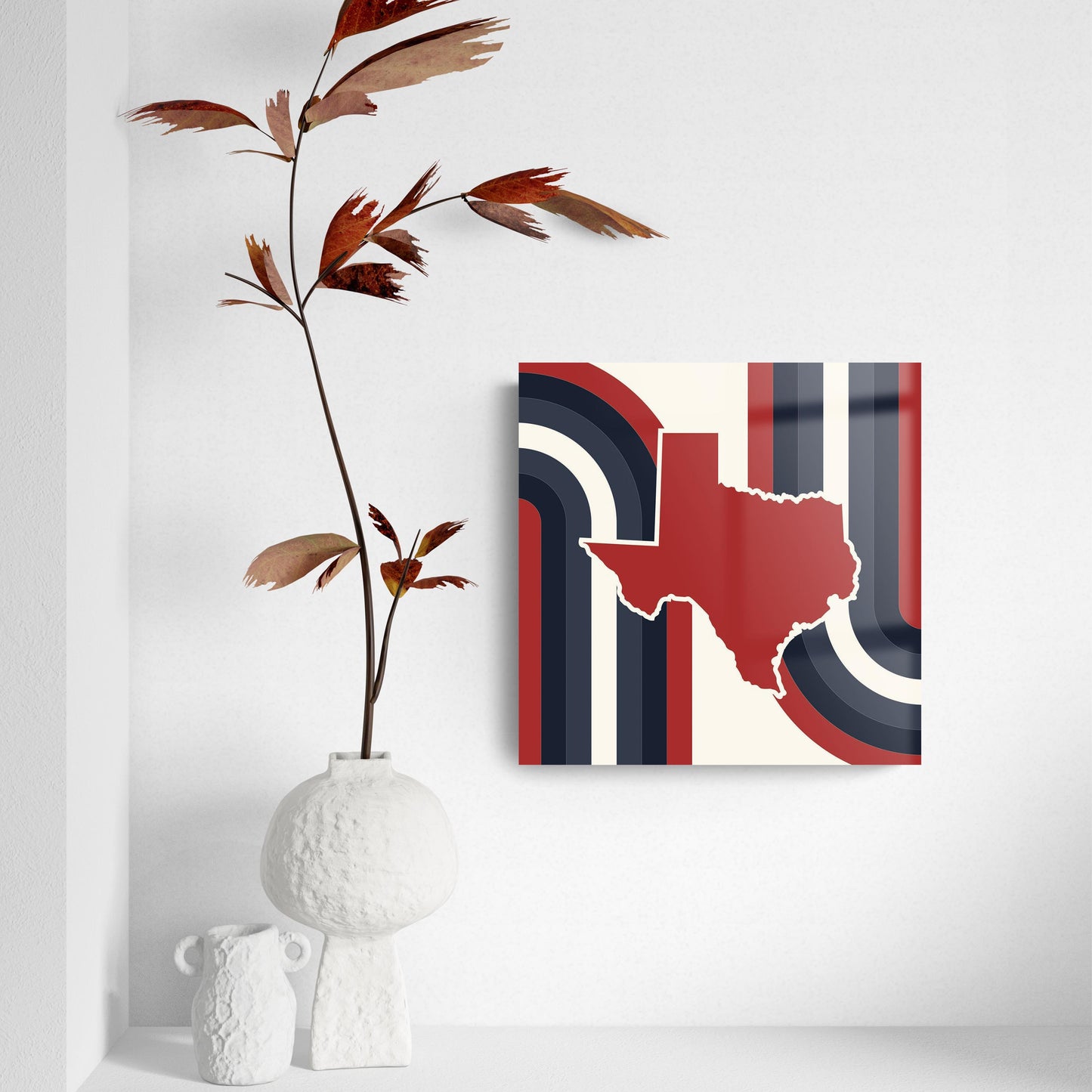 Modern Minimalist Texas Colors Retro Shape | Hi-Def Glass Art | Eaches | Min 2