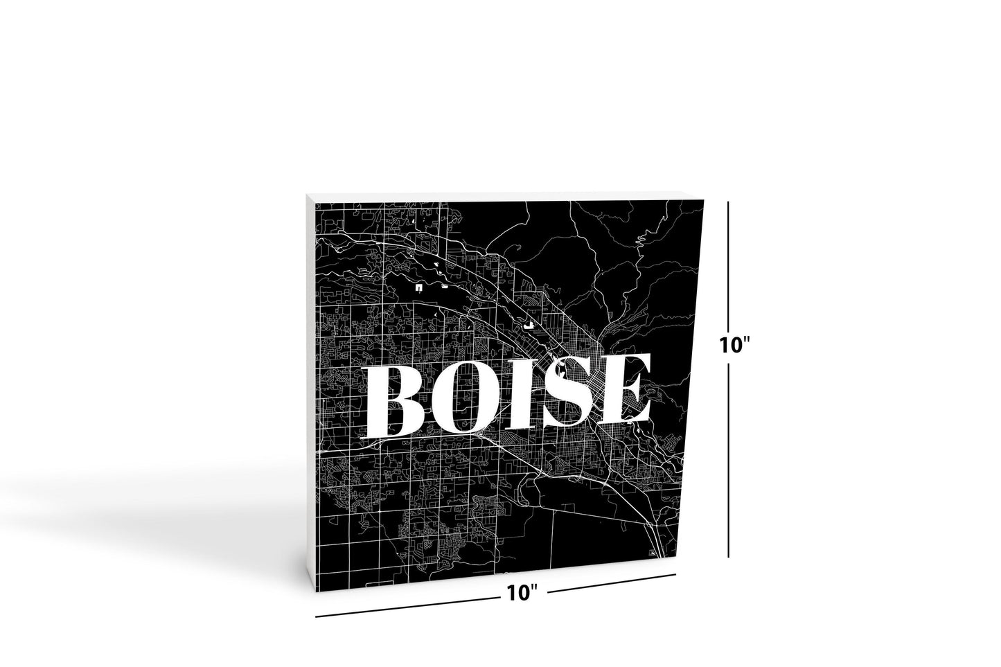 Minimalist B&W Idaho Boise Map | Wood Block | Eaches | Min 2