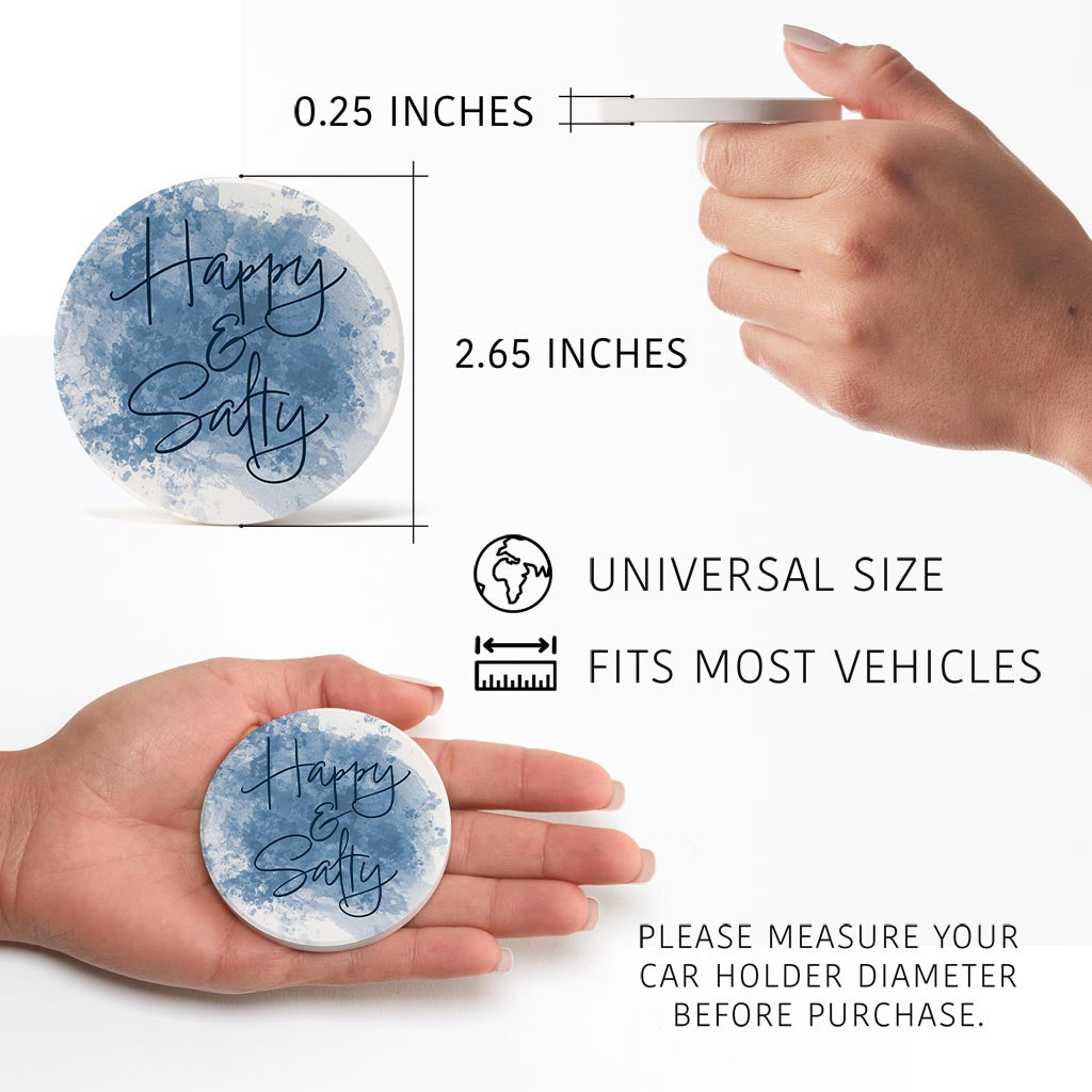 Happy Salty Water Color | Absorbent Car Coasters | Set of 2 | Min 4