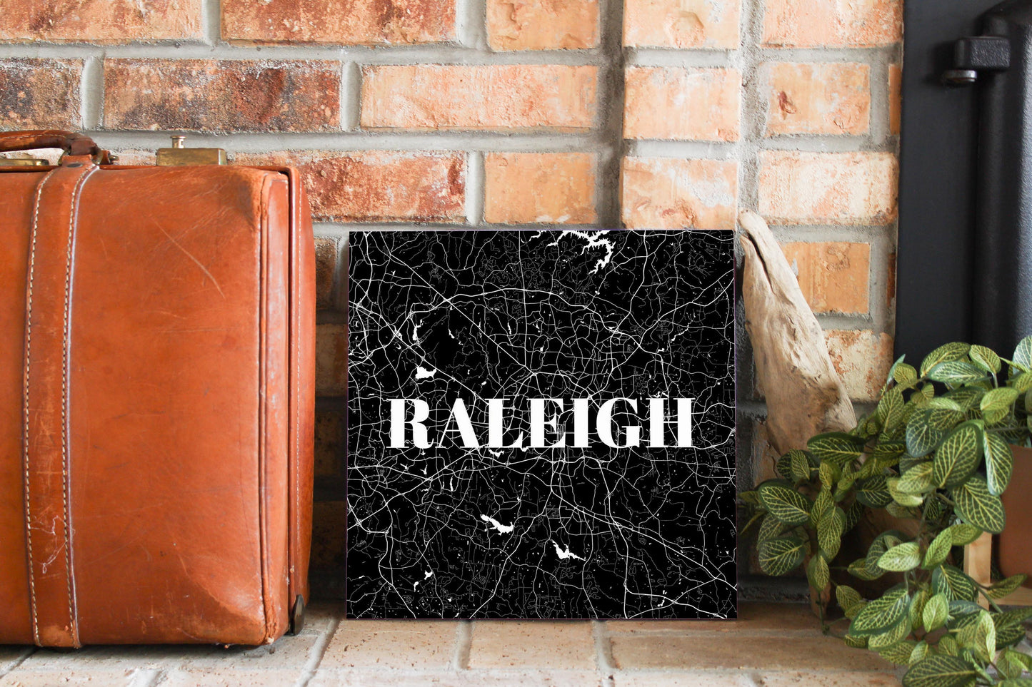 Minimalistic B&W North Carolina Raleigh Map | Wood Sign | Eaches | Min 2