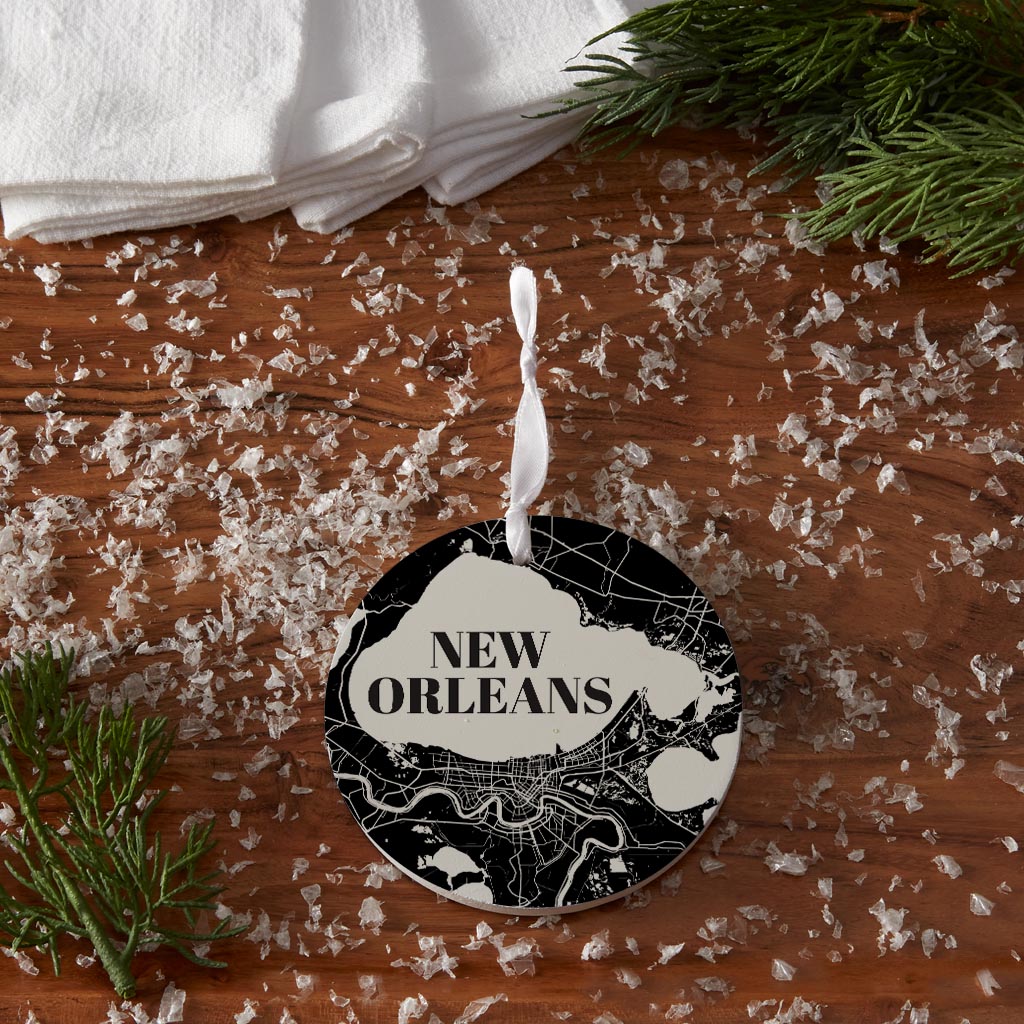 Modern Louisiana New Orleans Map| Wood Ornament | Eaches | Min 6