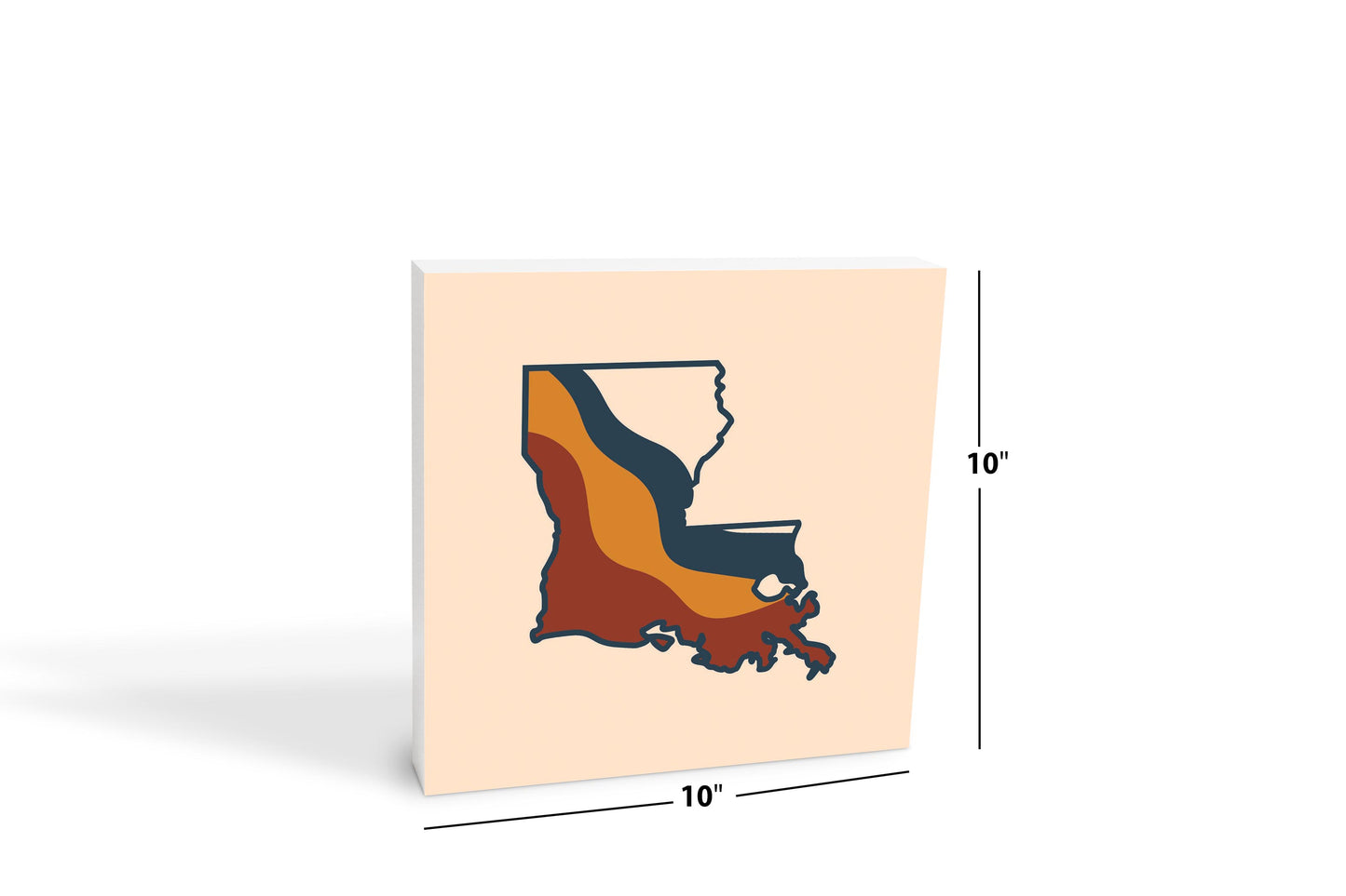 Modern Minimalist Louisiana Retro State Shape | Wood Block | Eaches | Min 2