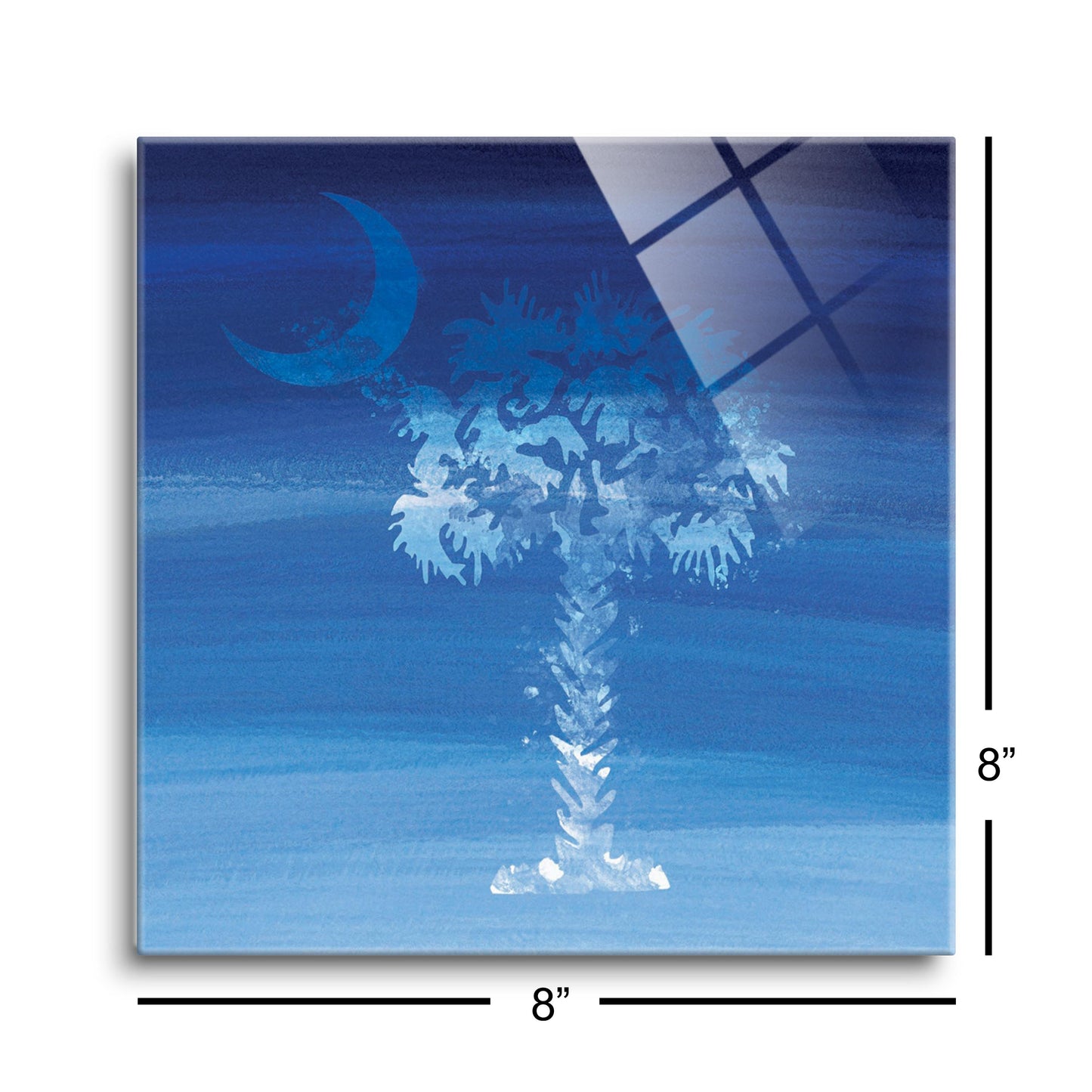 South Carolina Blue Water Color Palm Trees | Hi-Def Glass Art | Eaches | Min 2