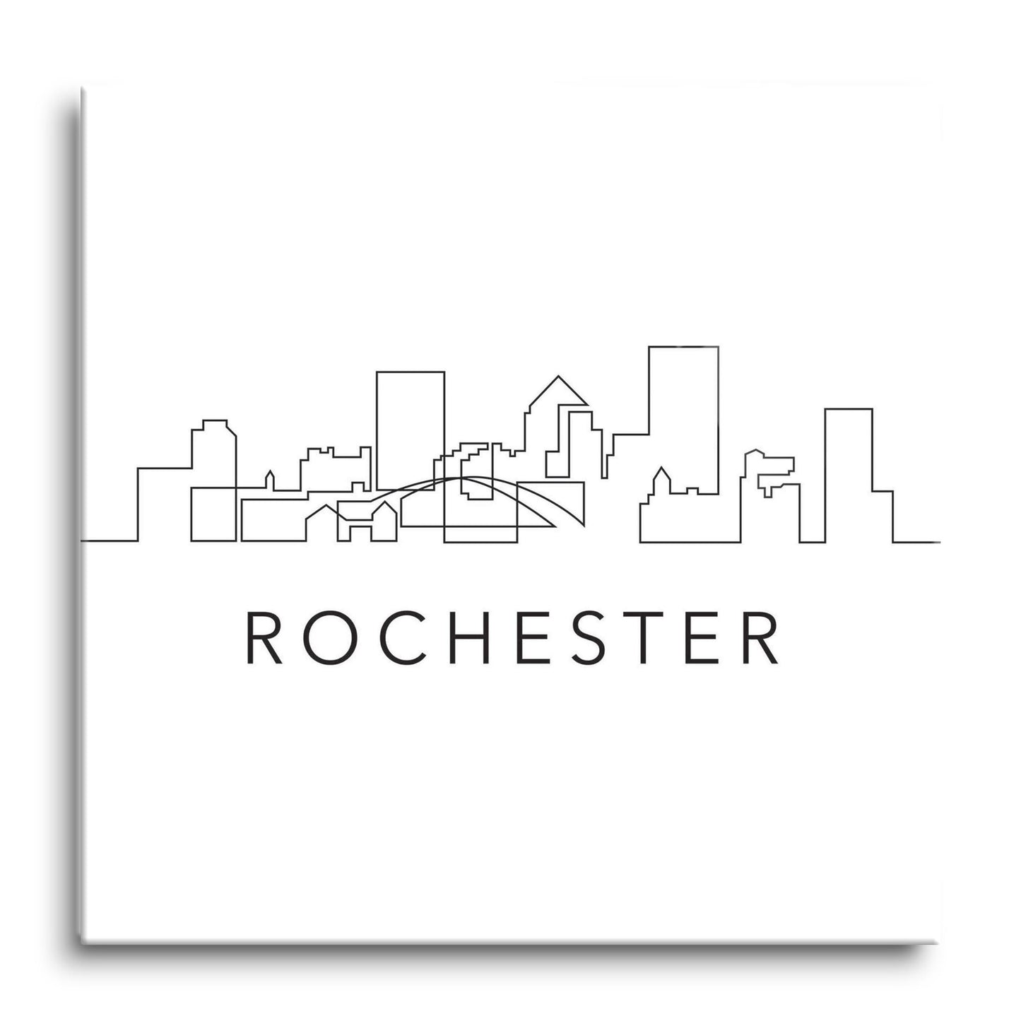 Minimalistic B&W New York Rochester Skyline | Hi-Def Glass Art | Eaches | Min 1