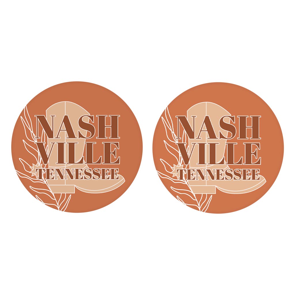 Modern Minimalist Tennessee Nashville Boot | Absorbent Car Coasters | Set of 2 | Min 4