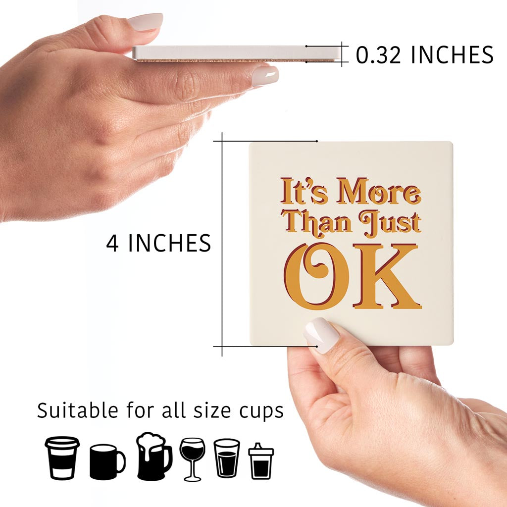 Modern Minimalist Oklahoma More Than Just Ok | Absorbent Coasters | Set of 4 | Min 2
