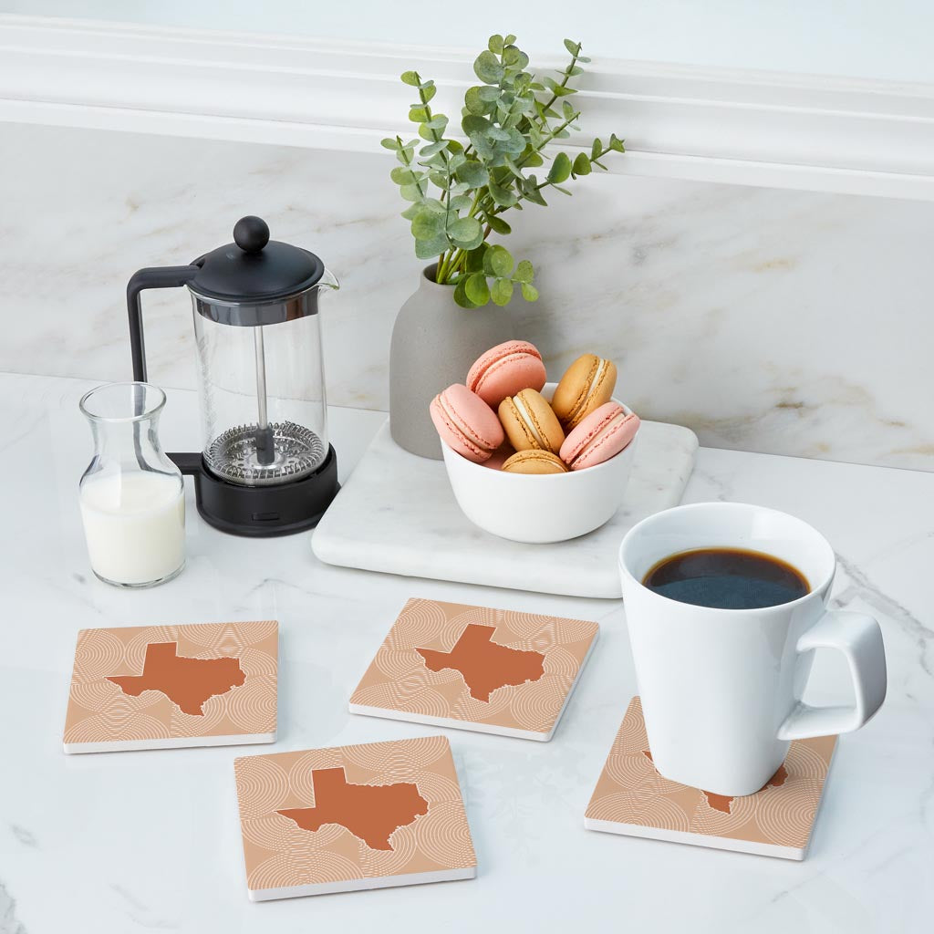 Modern Minimalist Texas State Shape With Pattern | Absorbent Coasters | Set of 4 | Min 2