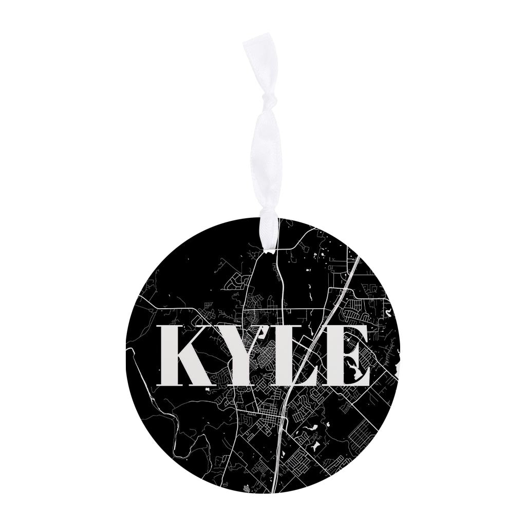 Minimalistic B&W Texas Kyle Map | Wood Ornament | Eaches | Min 6