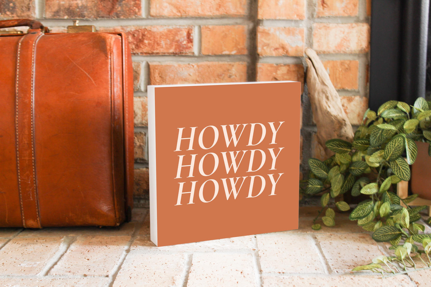 Modern Minimalist Texas Howdy | Wood Block | Eaches | Min 2