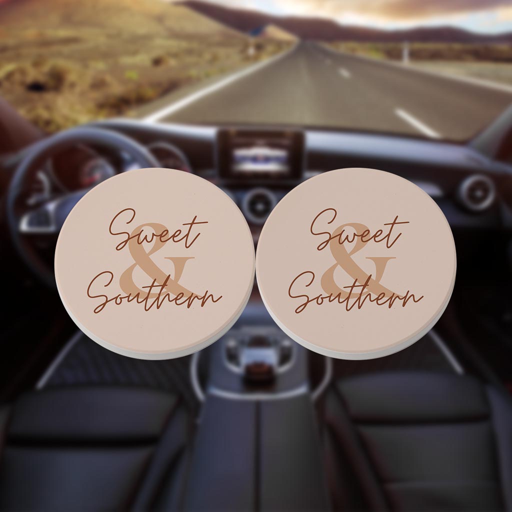 Modern Minimalist Texas Sweet Southern| Absorbent Car Coasters | Set of 2 | Min 4