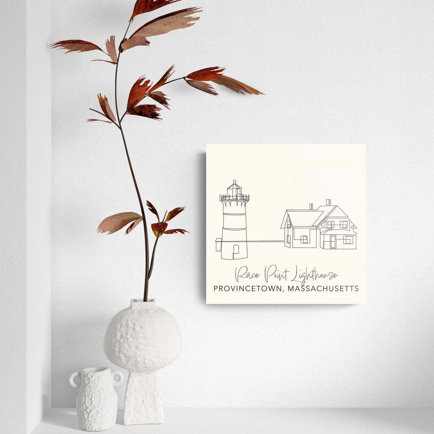 Cream Race Point Lighthouse | Hi-Def Glass Art | Eaches | Min 2
