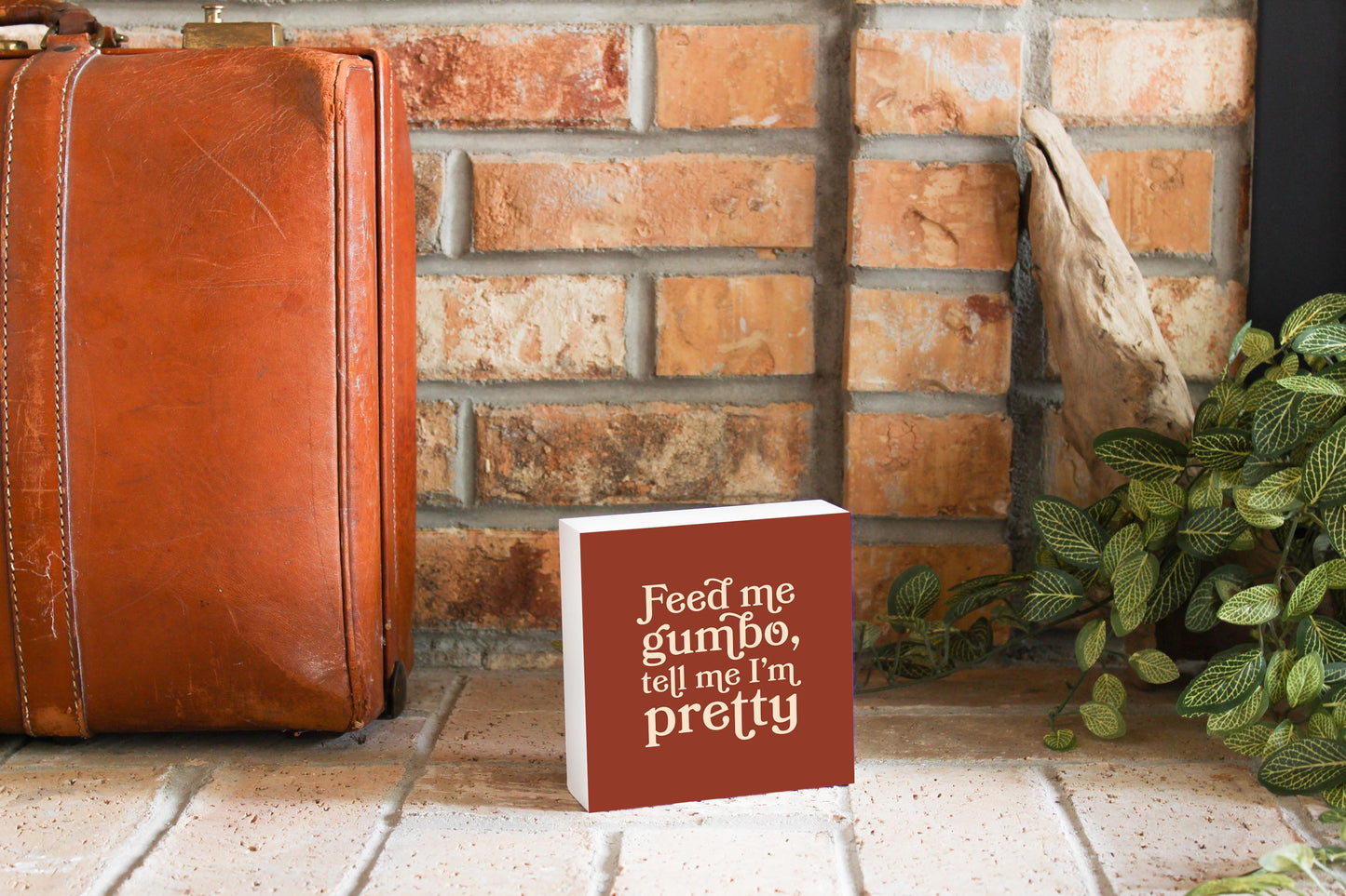 Modern Minimalist Louisiana Gumbo Saying | Wood Block | Eaches | Min 4