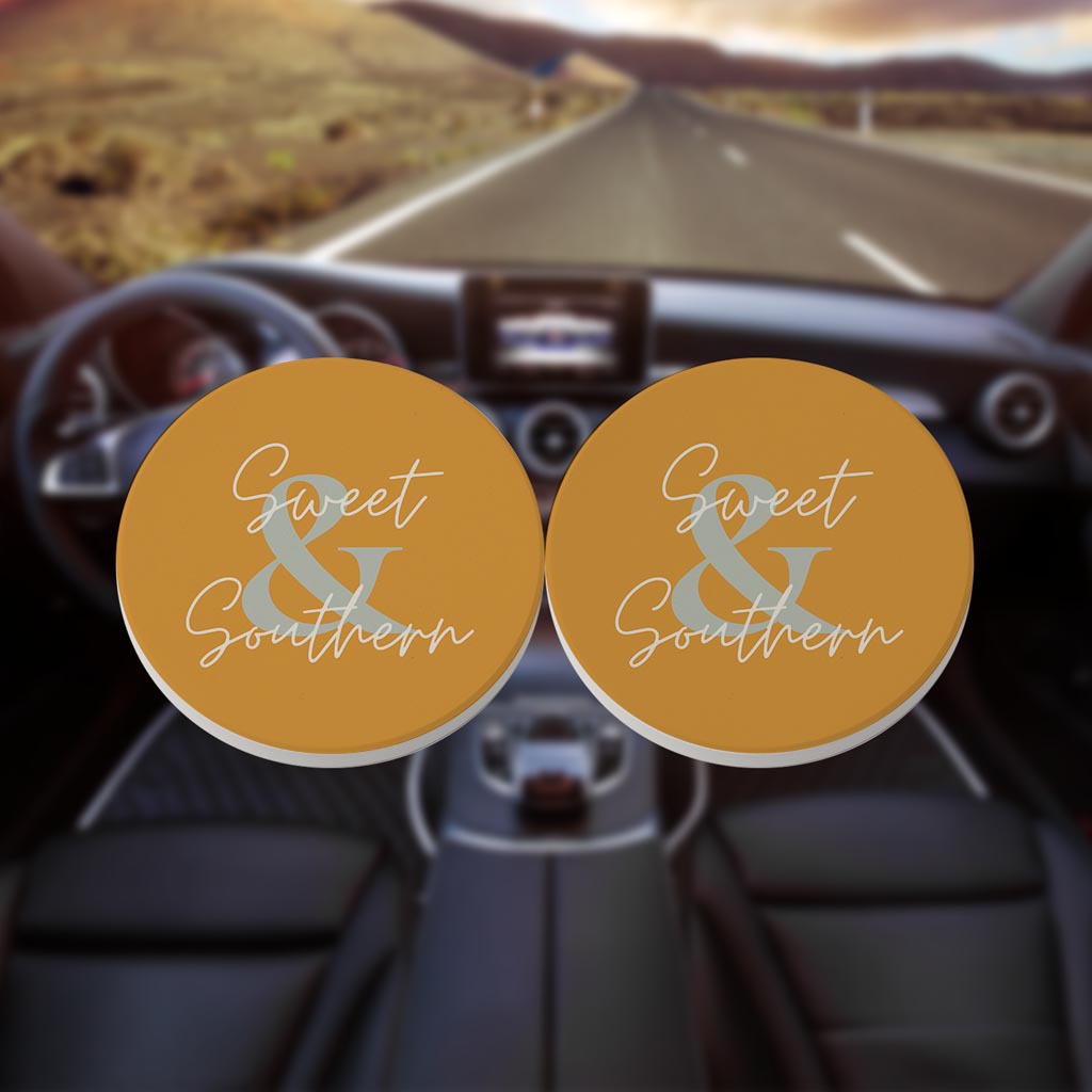 Modern Minimalist Oklahoma Sweet Southern| Absorbent Car Coasters | Set of 2 | Min 4