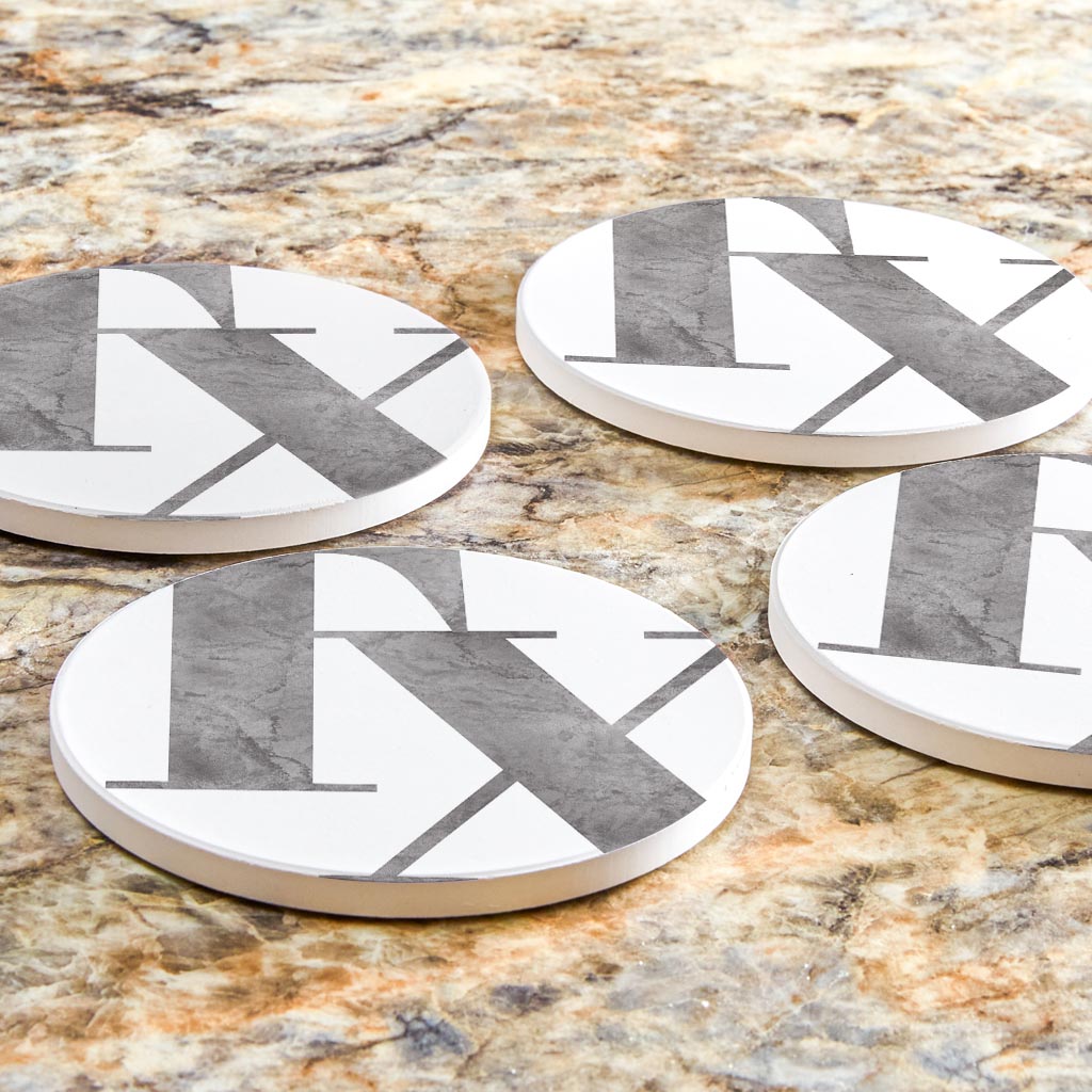 Modern White Texas Initials | Absorbent Coasters | Set of 4 | Min 2