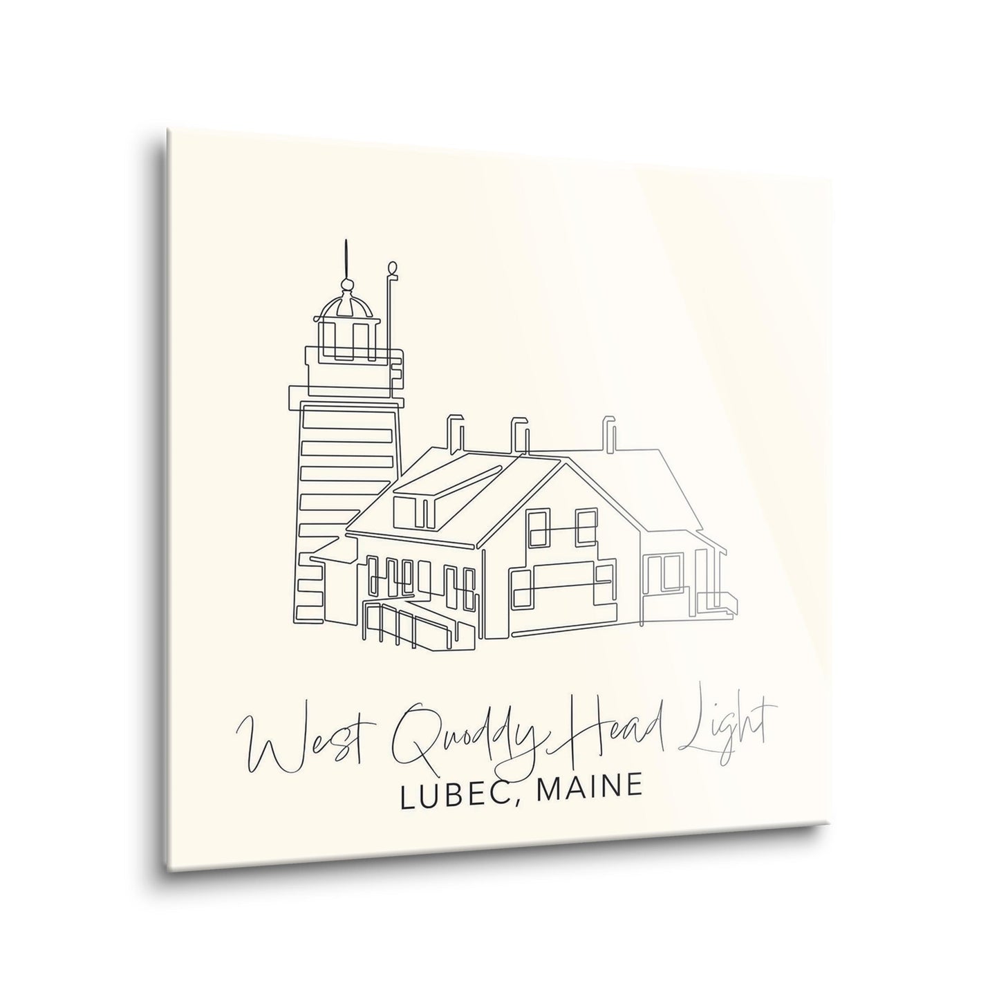 Cream West Quoddy Head Light | Hi-Def Glass Art | Eaches | Min 2