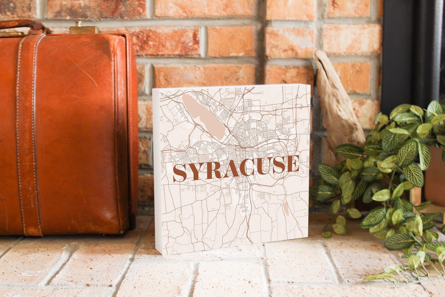 Modern Minimalist New York Syracuse Map | Wood Block | Eaches | Min 2