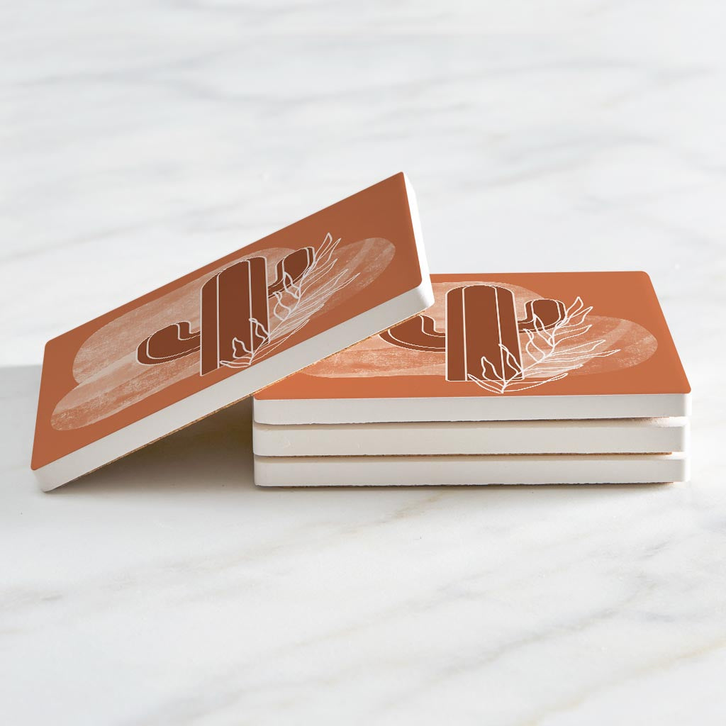Modern Minimalist Texas Cactus | Absorbent Coasters | Set of 4 | Min 2