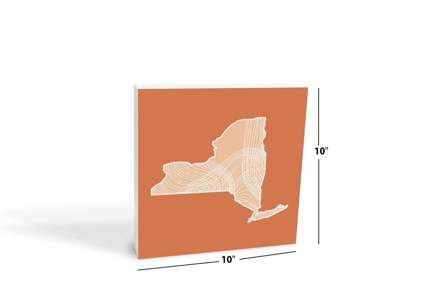 Modern Minimalist New York State Fluid Lines Dark | Wood Block | Eaches | Min 2