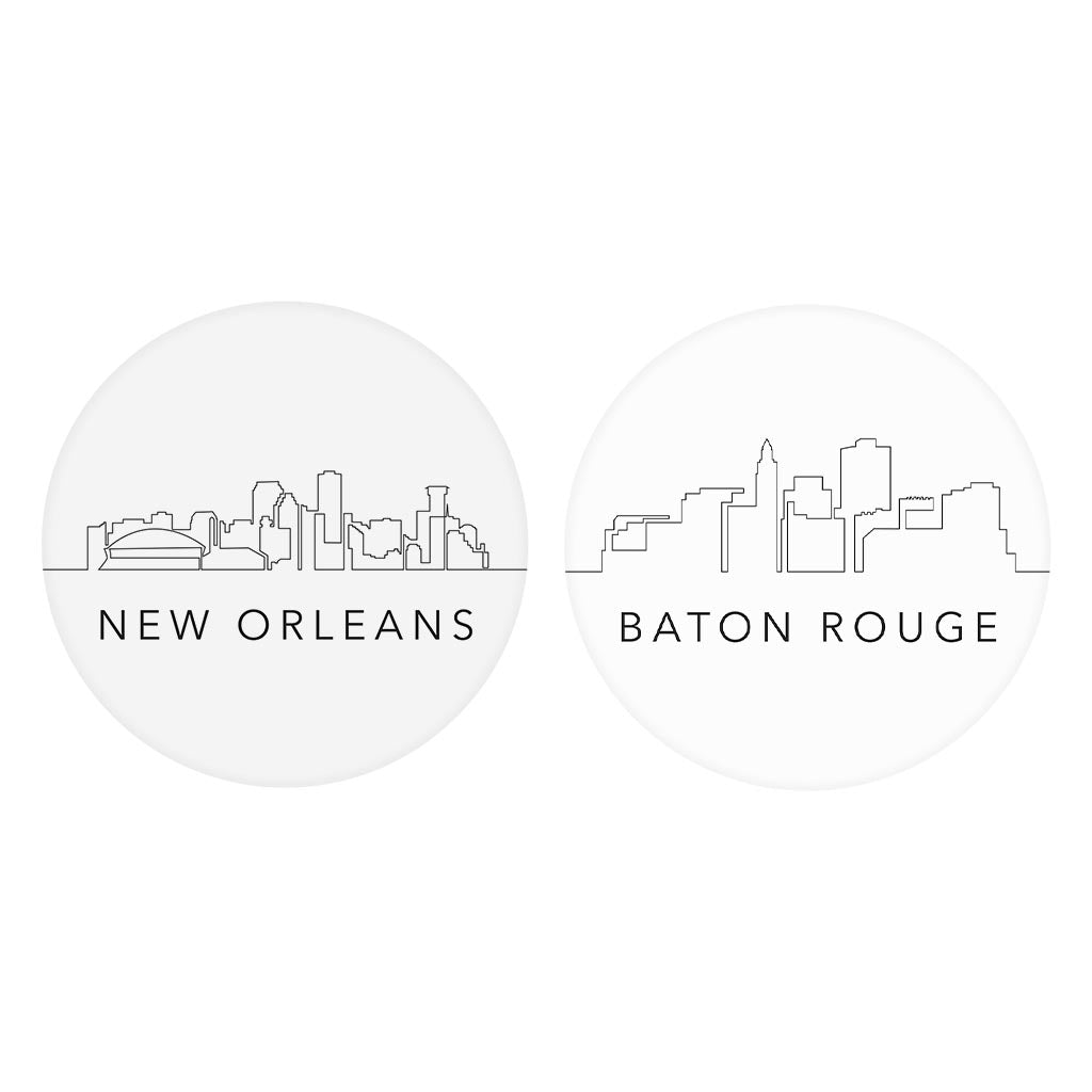Modern Black White Louisiana Set | Absorbent Car Coasters | Set of 2 | Min 4