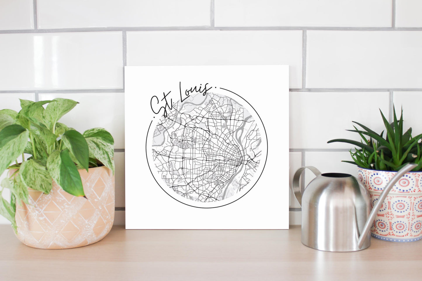 Minimalist B&W Missouri St Louis Circle Map | Wood Sign | Eaches | Min 2