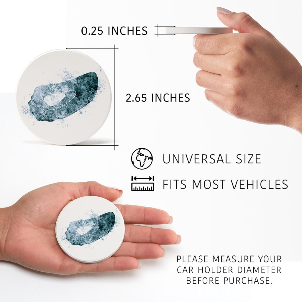Blue White Water Color Oyster | Absorbent Car Coasters | Set of 2 | Min 4