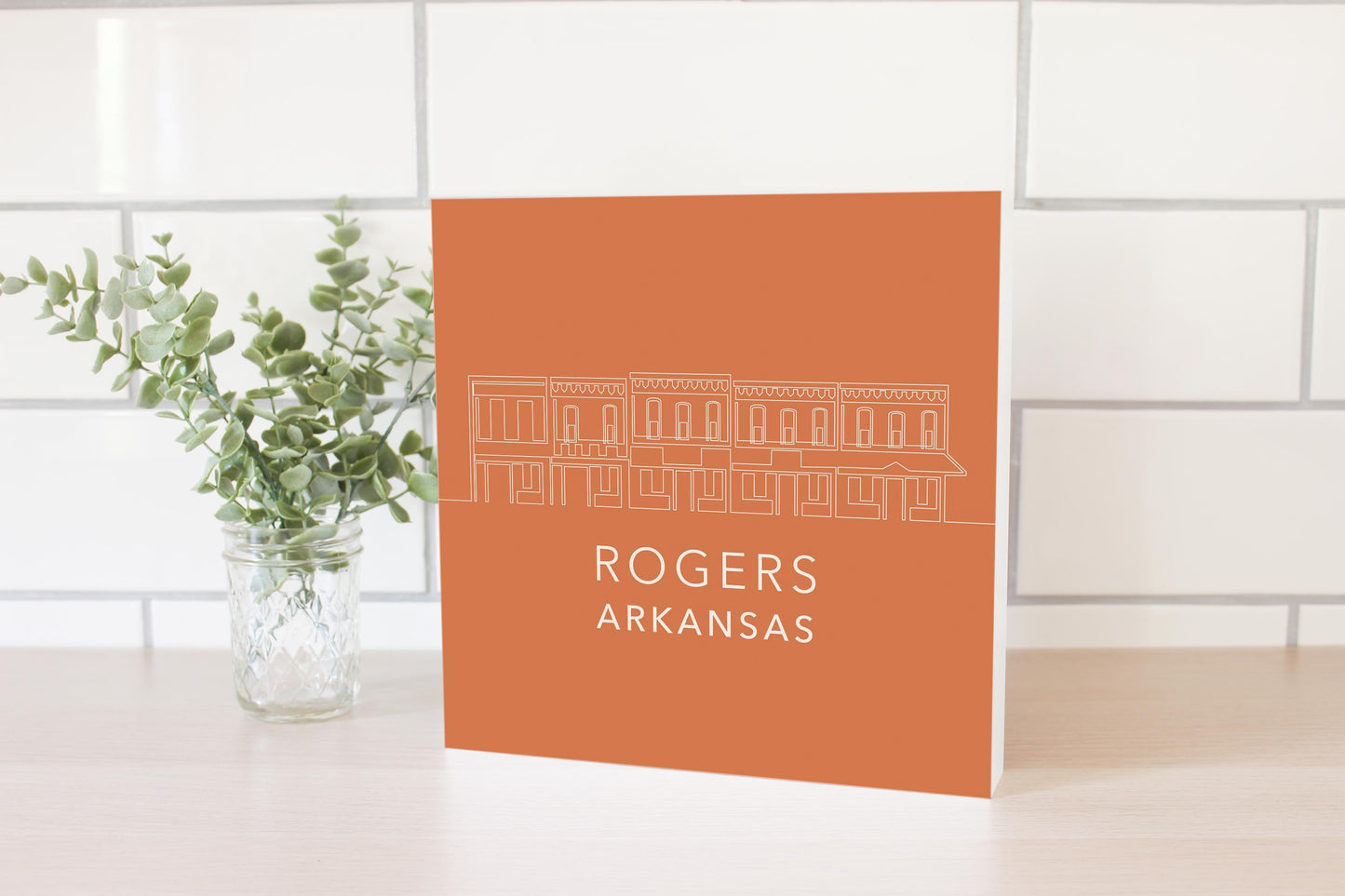 Modern Minimalist Arkansas Rogers Skyline | Wood Block | Eaches | Min 2
