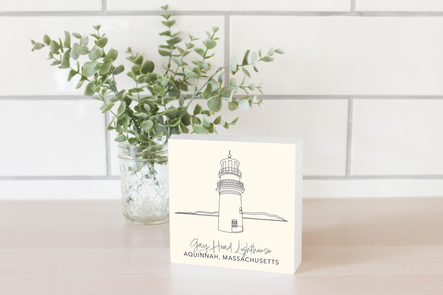 Cream Gay Head Lighthouse | Wood Block | Eaches | Min 4