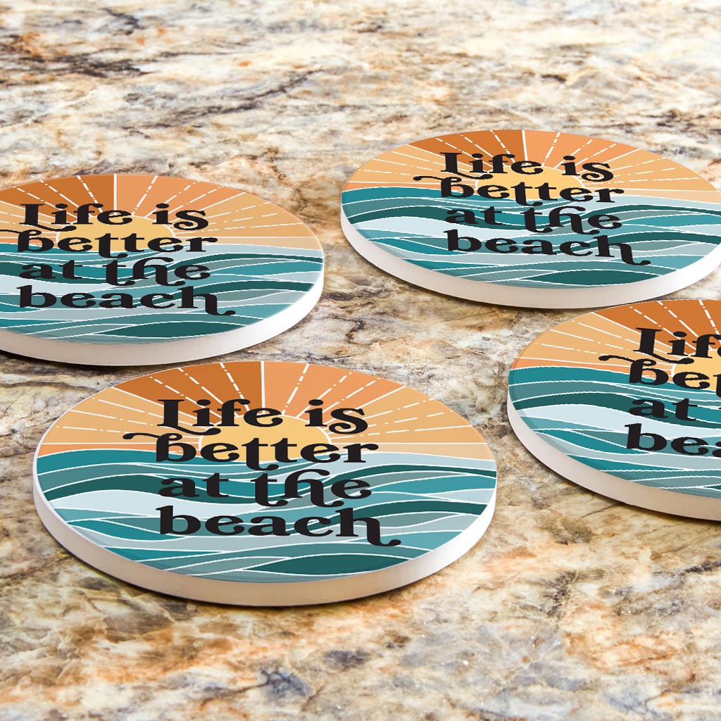 Life Is Better At The Beach| Absorbent Coasters | Set of 4 | Min 2