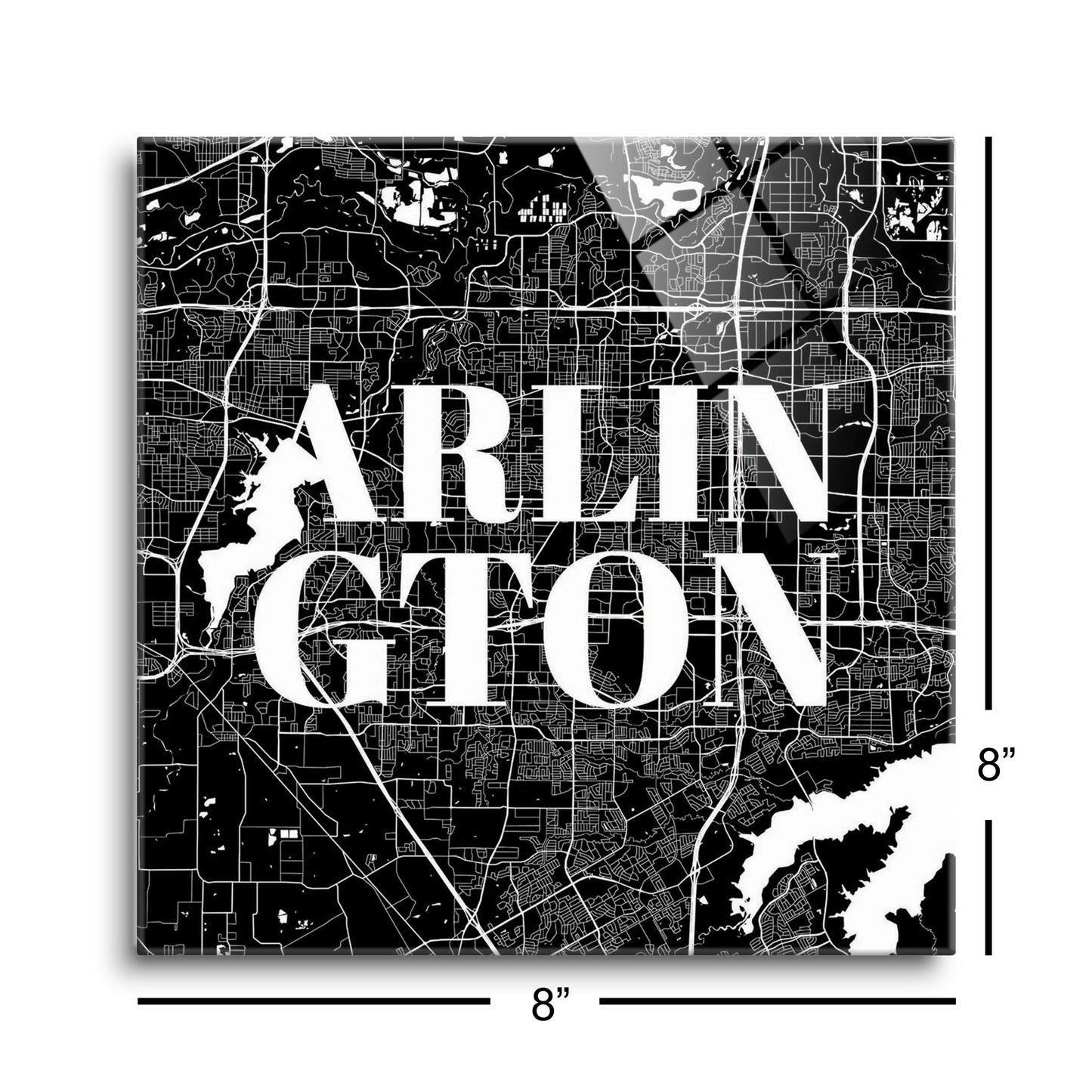 Minimalistic B&W Texas Arlington Map | Hi-Def Glass Art | Eaches | Min 2