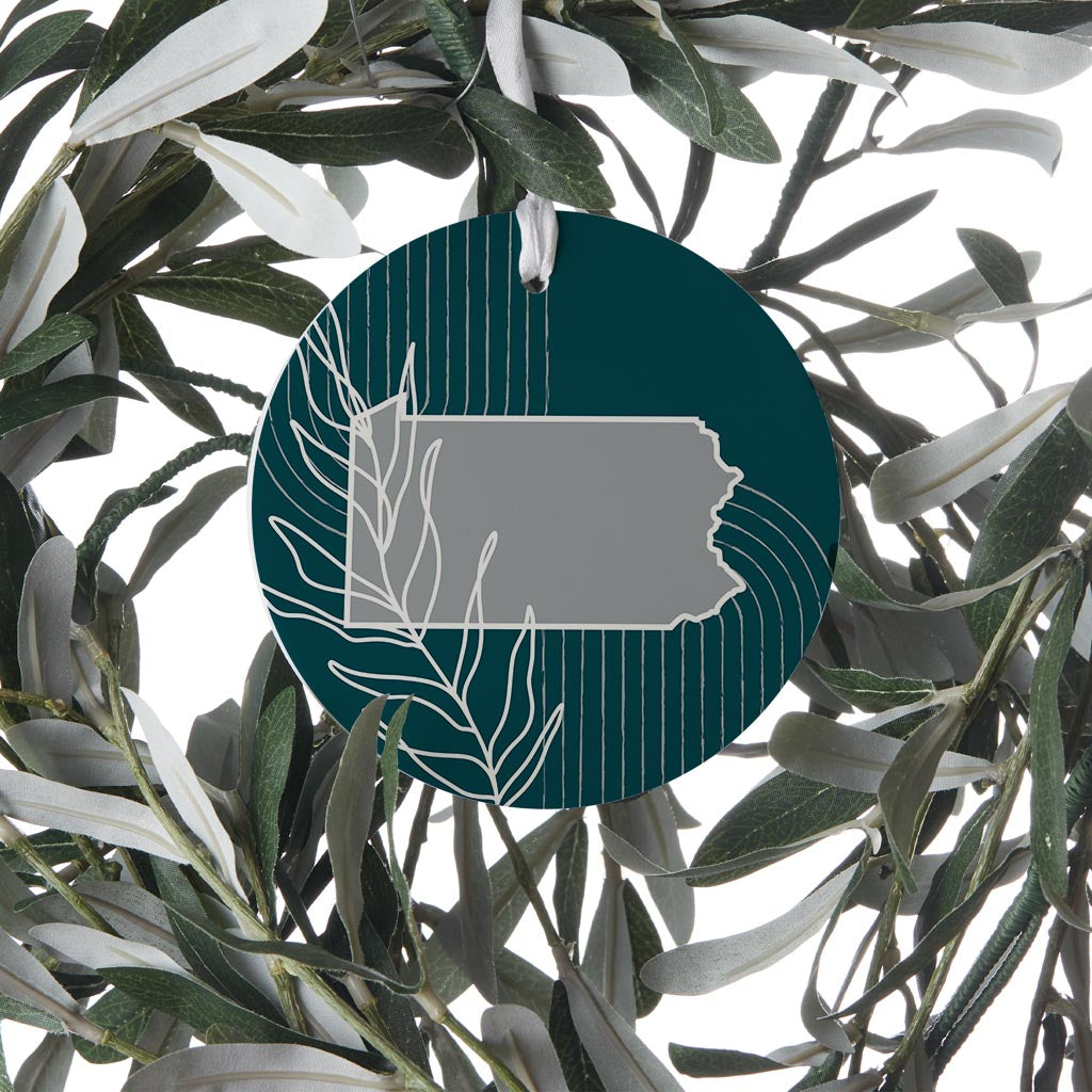 Modern Minimalist Pennsylvania Shape With Leaf| Wood Ornament | Eaches | Min 6